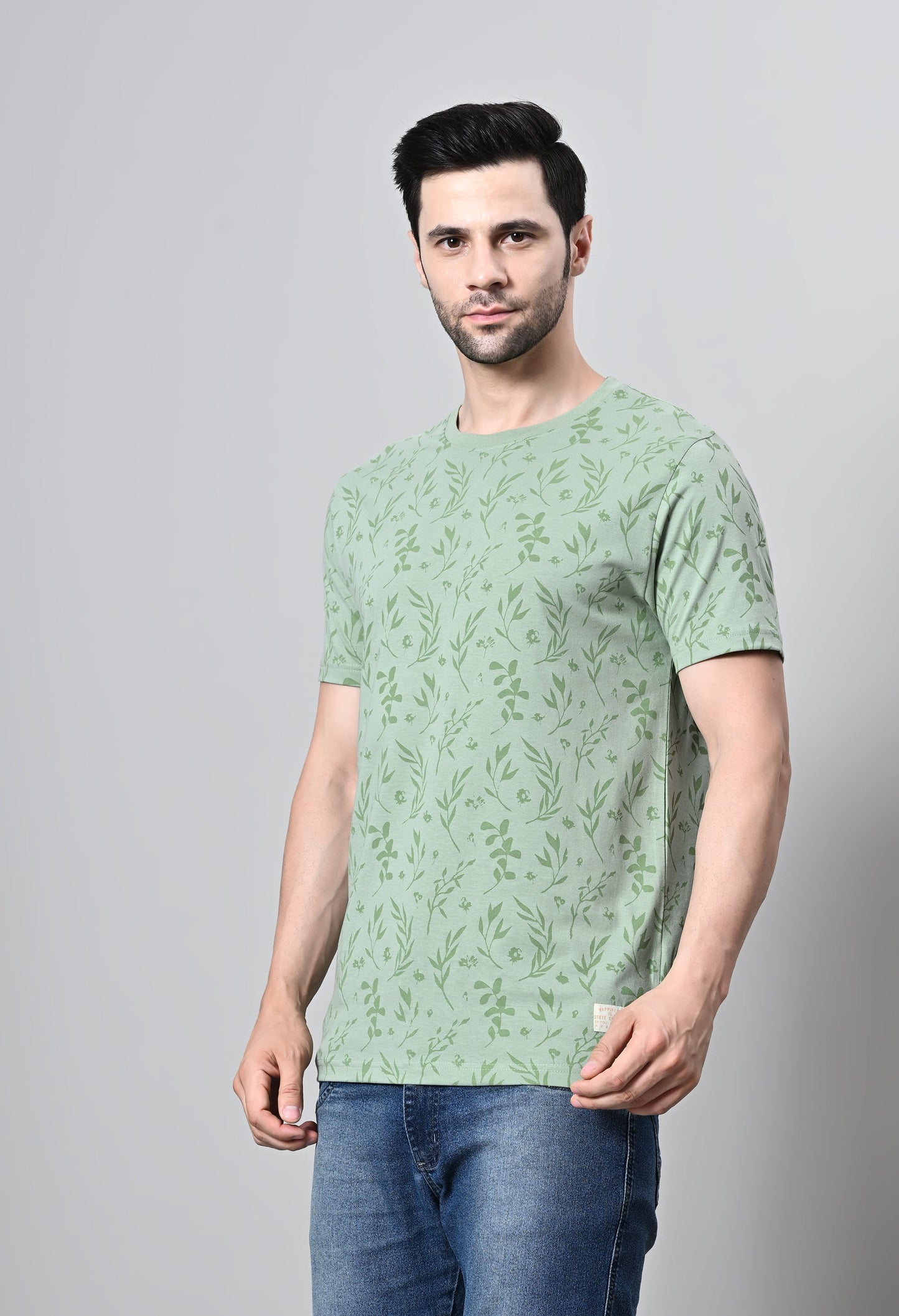 Arbour Men Round Neck All Over Print Half Sleeves T-Shirt