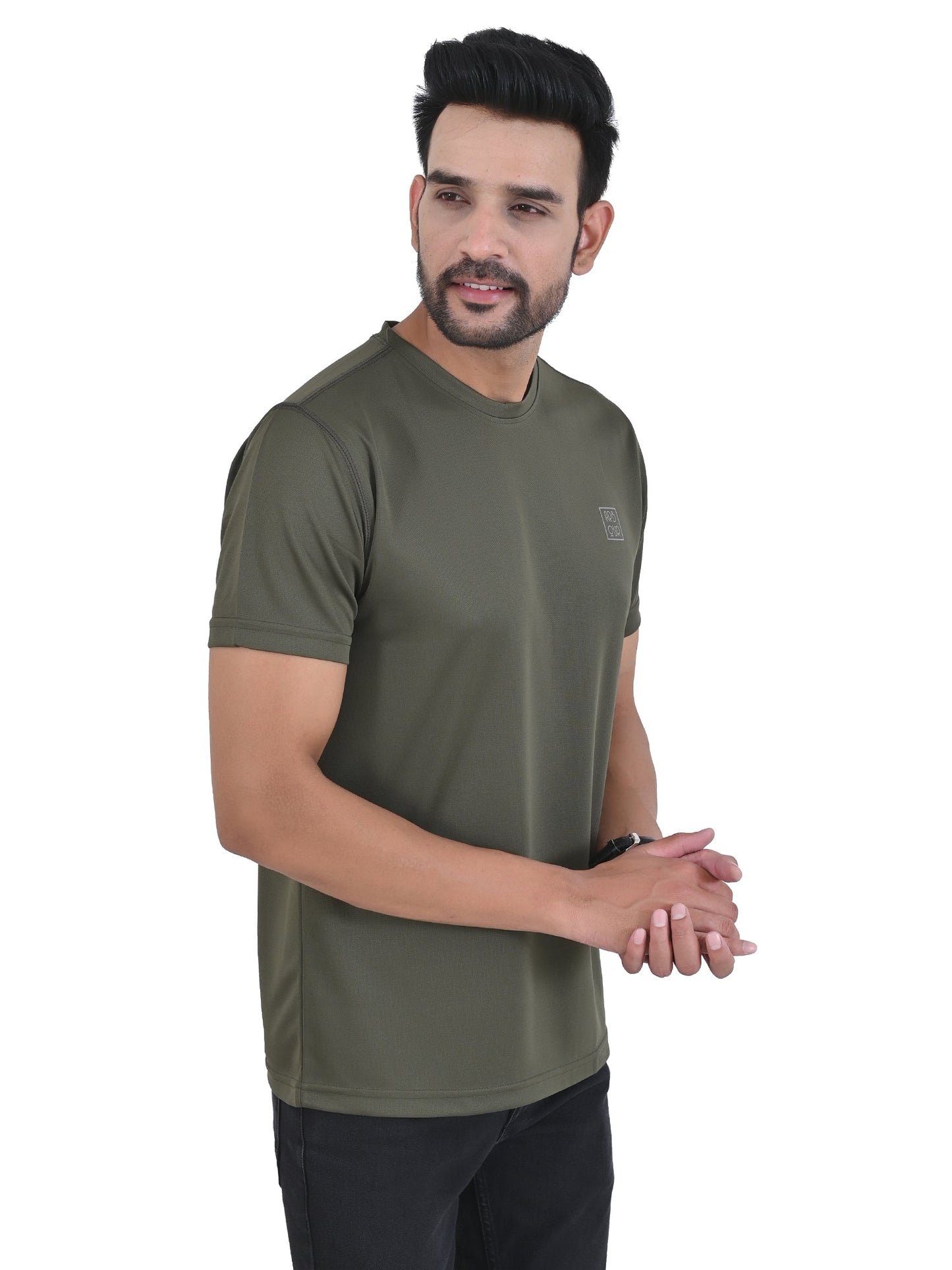 Arbour Men Solid Round Neck Polyester  T-Shirt