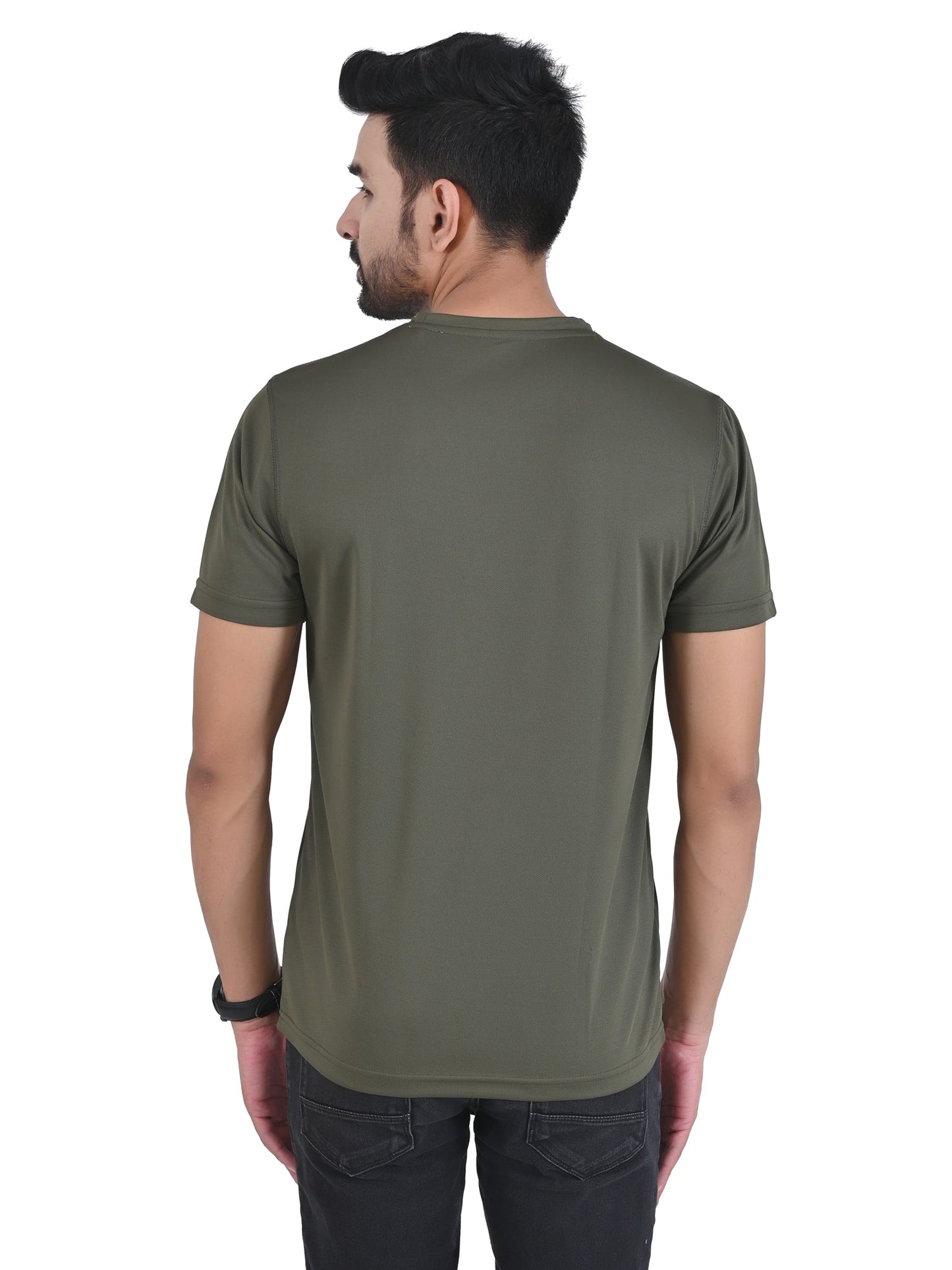 Arbour Men Solid Round Neck Polyester  T-Shirt