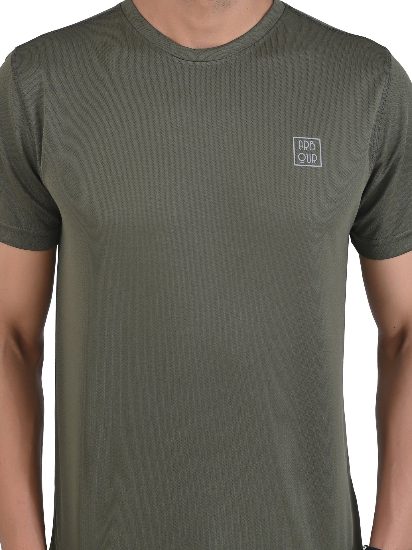 Arbour Men Solid Round Neck Polyester  T-Shirt