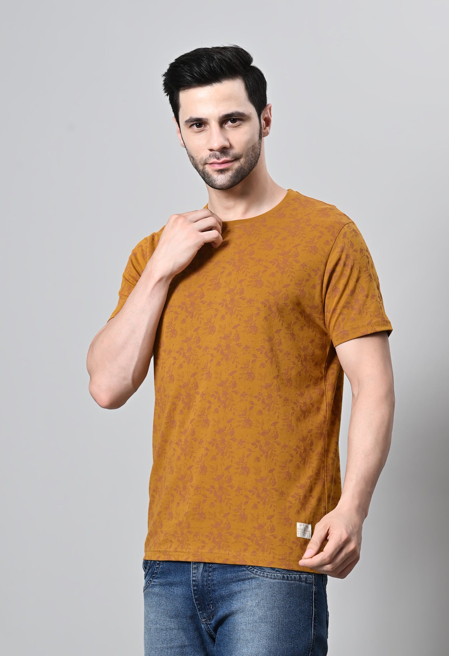 Arbour Men Round Neck All Over Print Half Sleeves T-Shirt