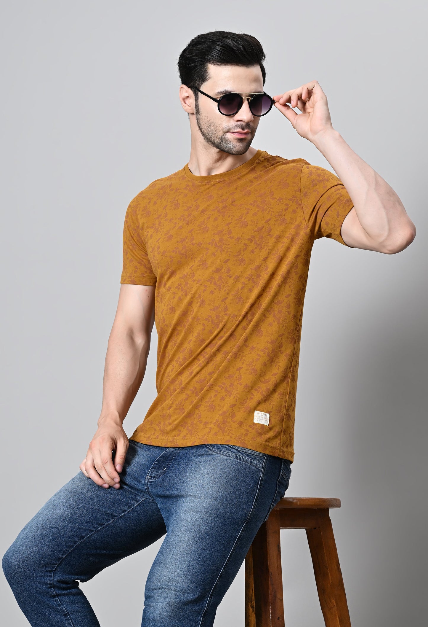 Arbour Men Round Neck All Over Print Half Sleeves T-Shirt