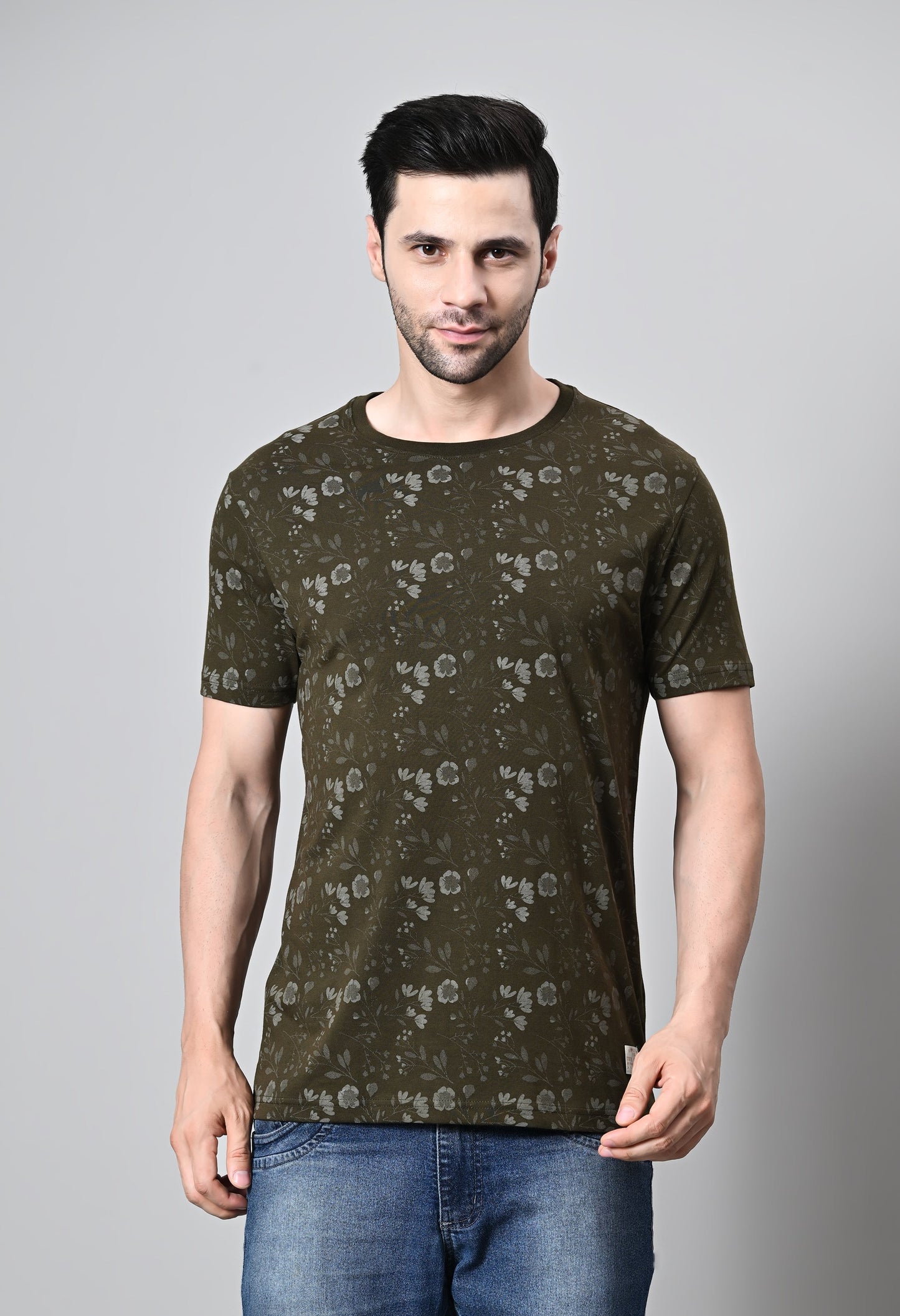 Arbour Men Round Neck All Over Print Half Sleeves T-Shirt