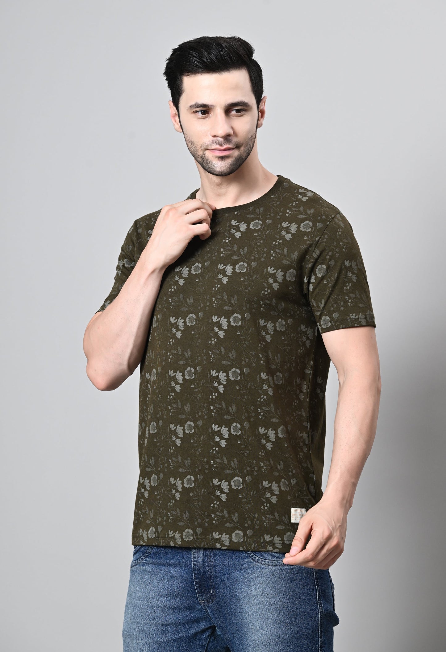 Arbour Men Round Neck All Over Print Half Sleeves T-Shirt