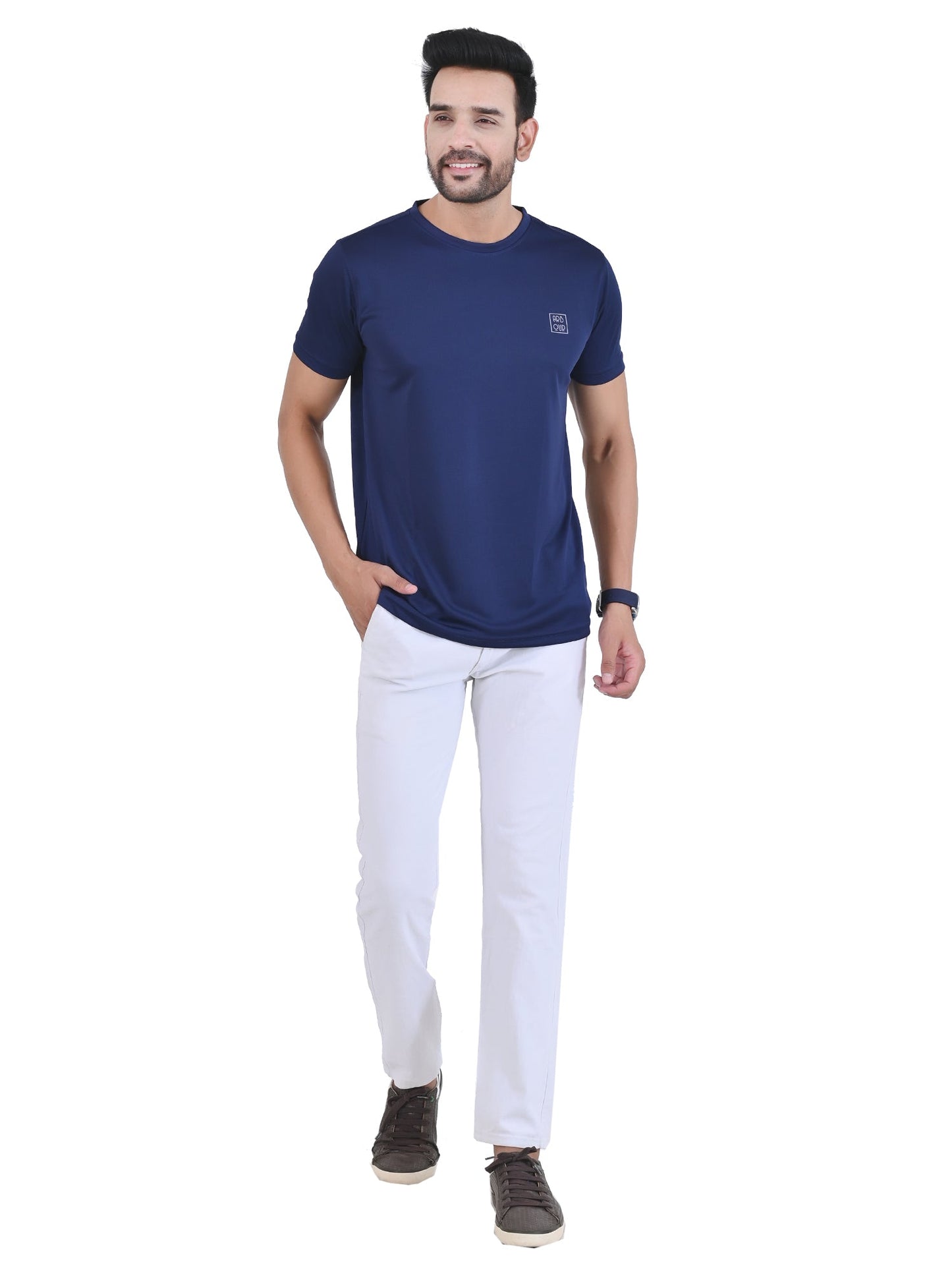 Arbour Men Solid Round Neck Polyester  T-Shirt