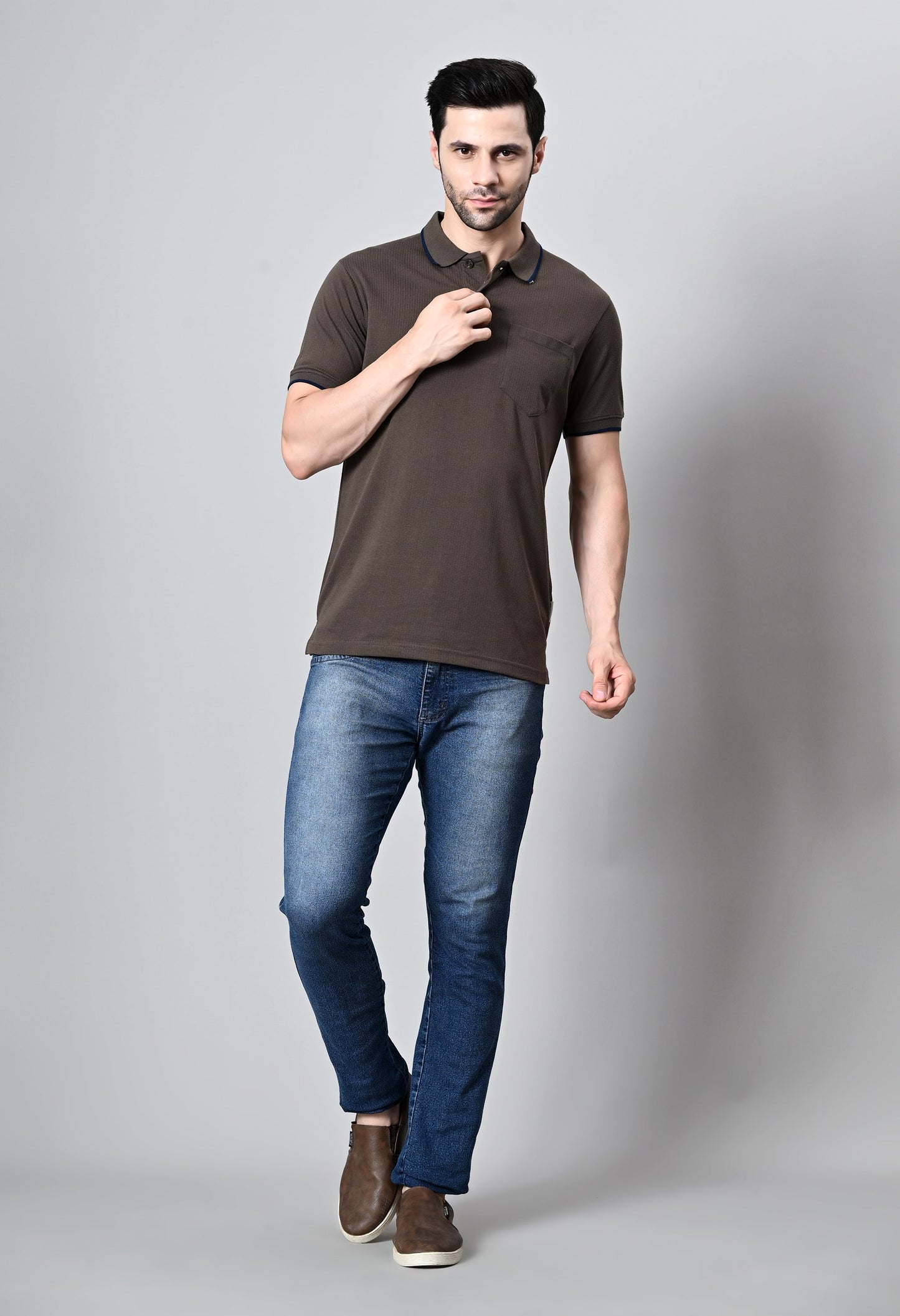 Arbour Men Polo Neck Half Sleeves Solid Pocket T-Shirt