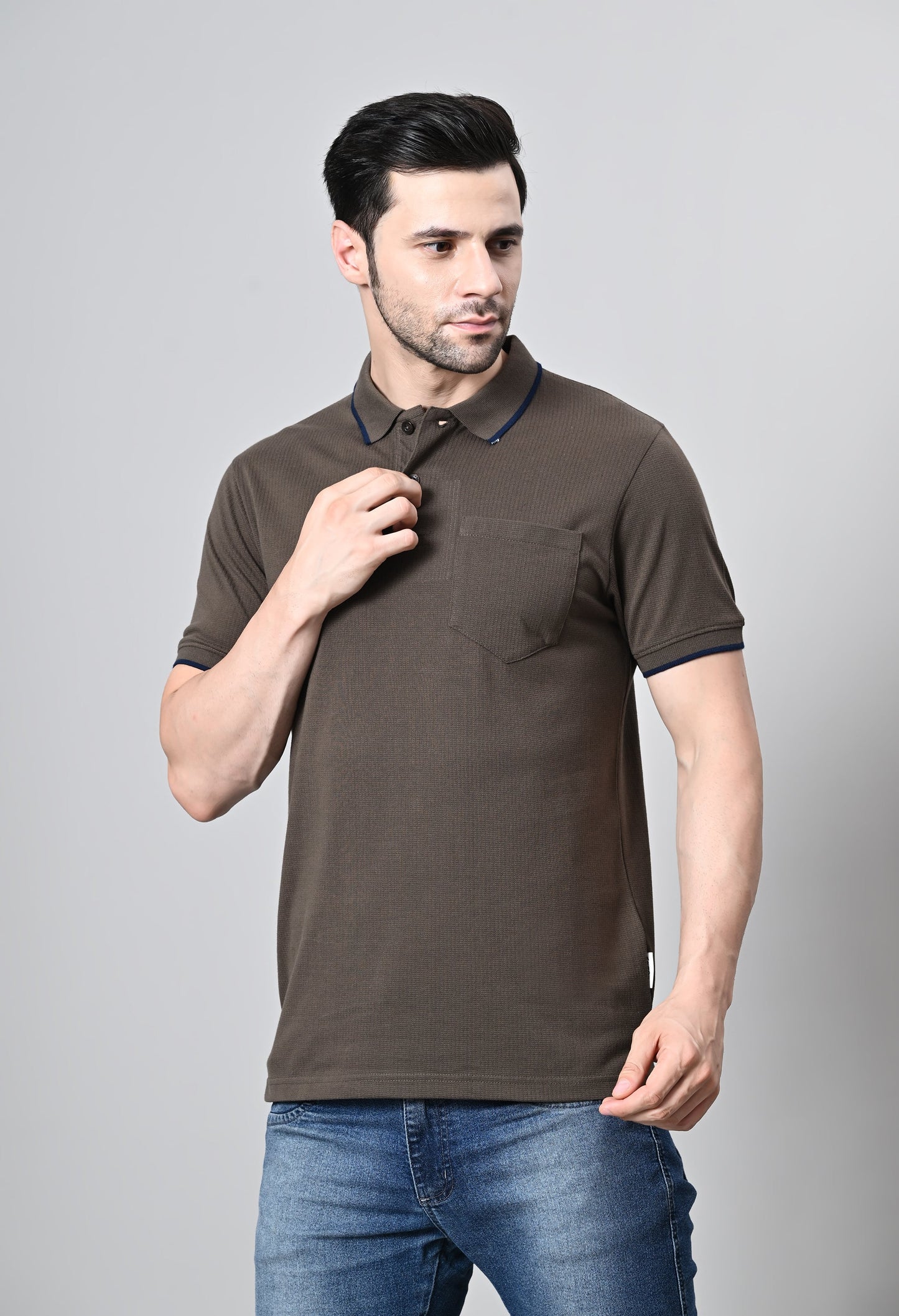 Arbour Men Polo Neck Half Sleeves Solid Pocket T-Shirt