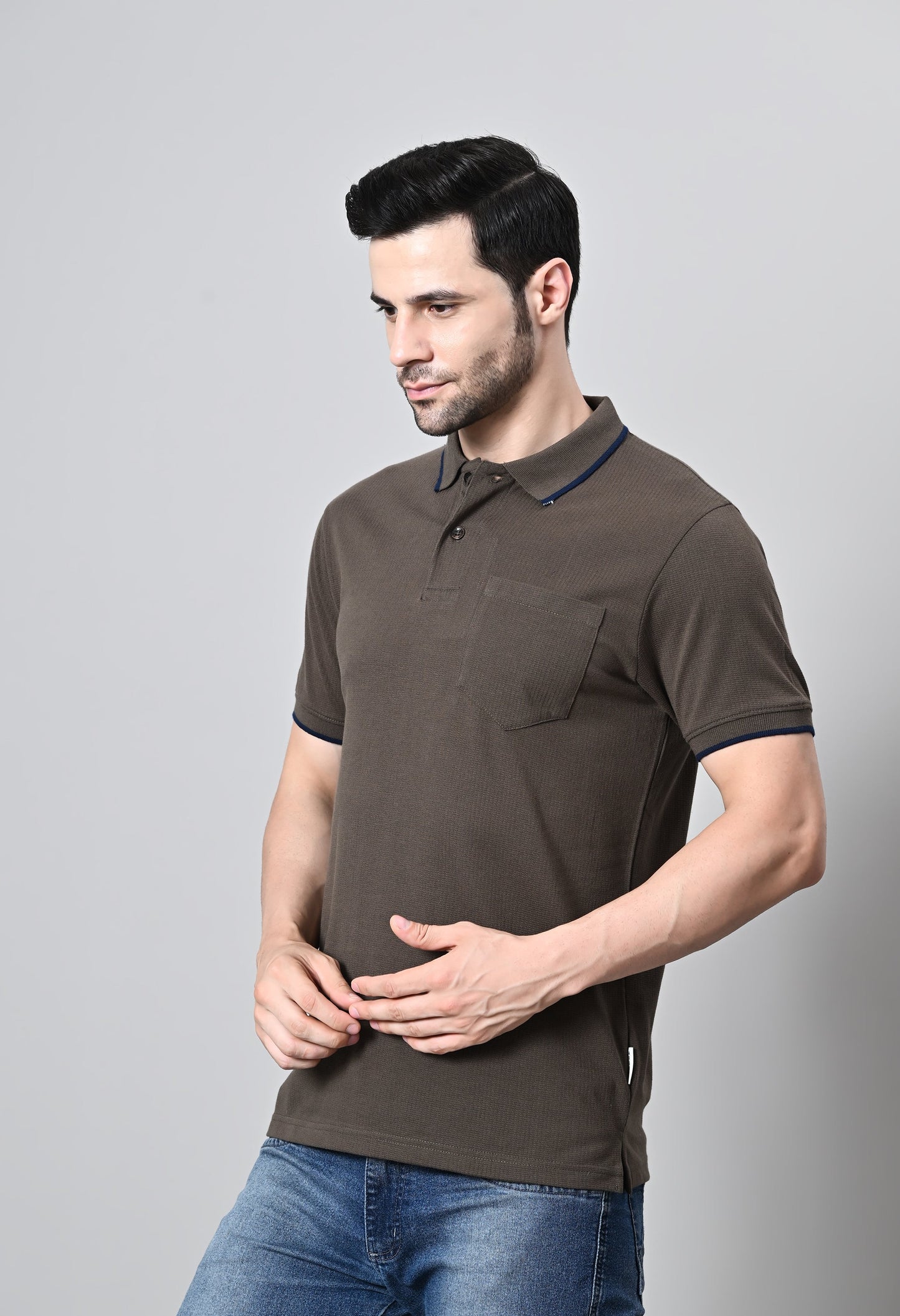 Arbour Men Polo Neck Half Sleeves Solid Pocket T-Shirt