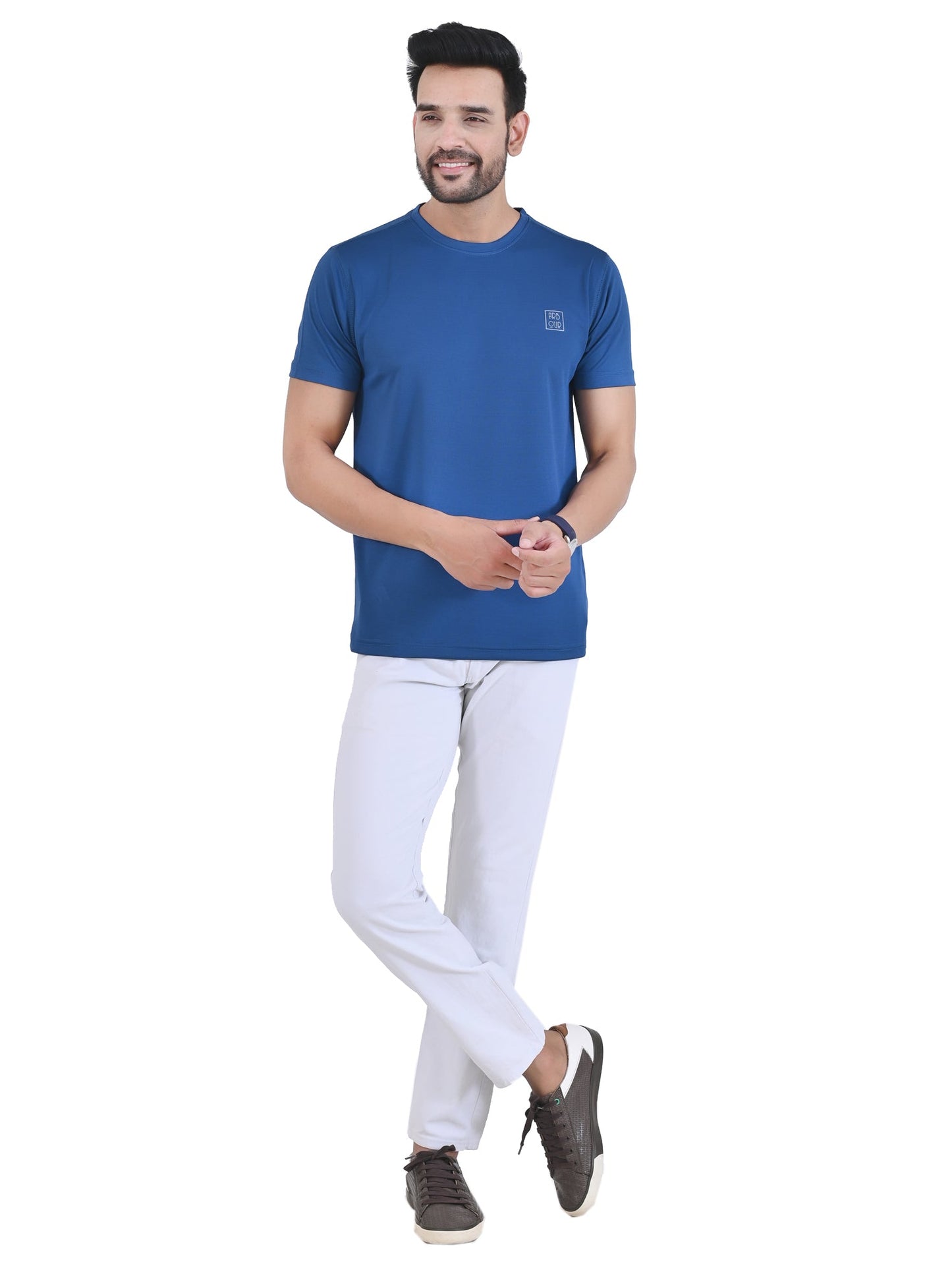 Arbour Men Solid Round Neck Polyester  T-Shirt