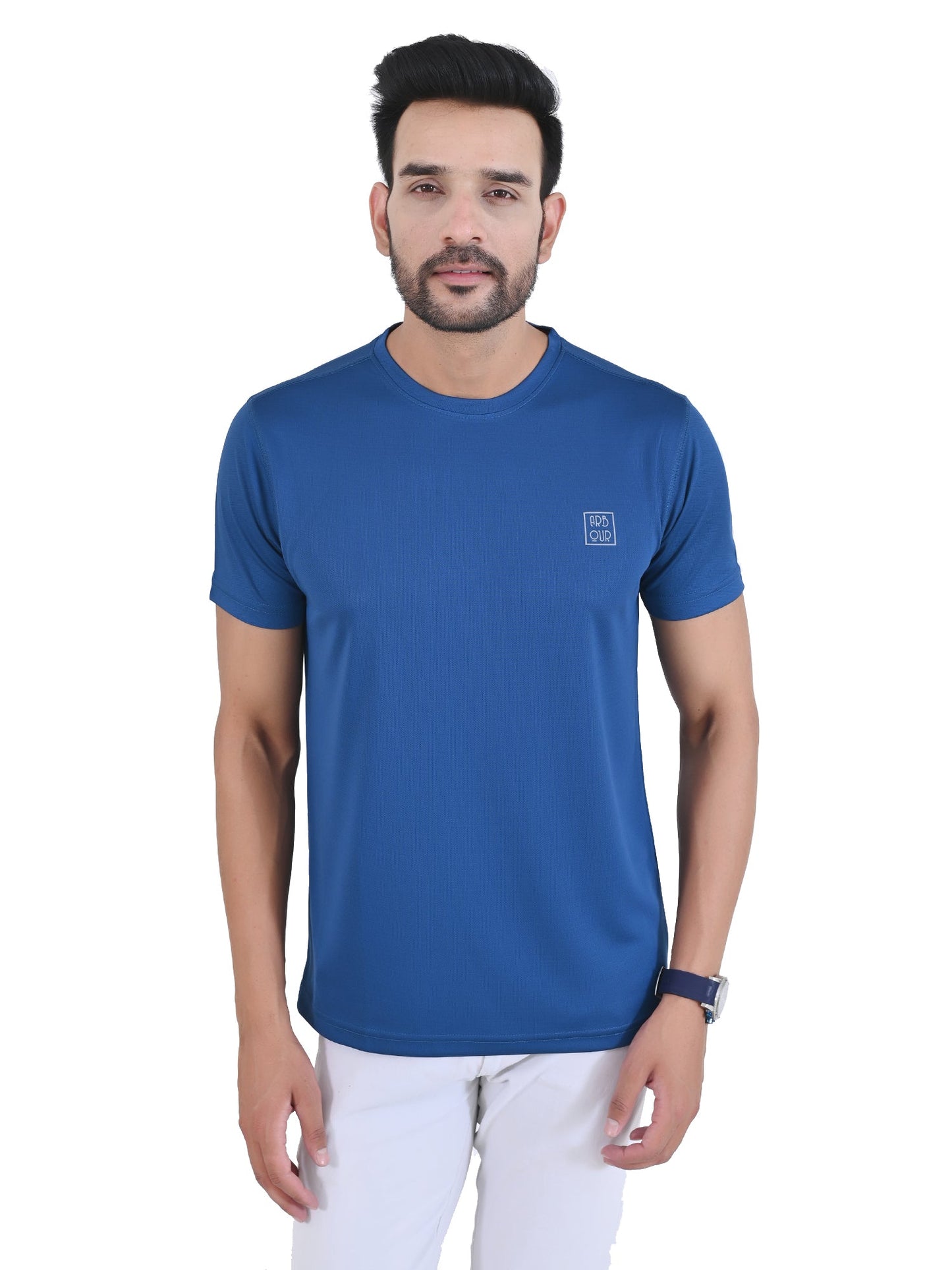 Arbour Men Solid Round Neck Polyester  T-Shirt