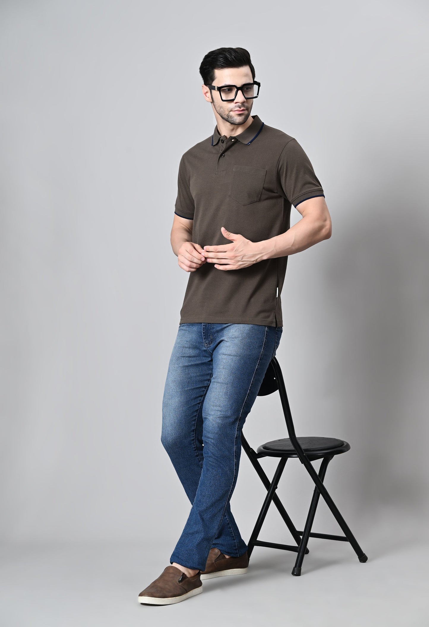 Arbour Men Polo Neck Half Sleeves Solid Pocket T-Shirt