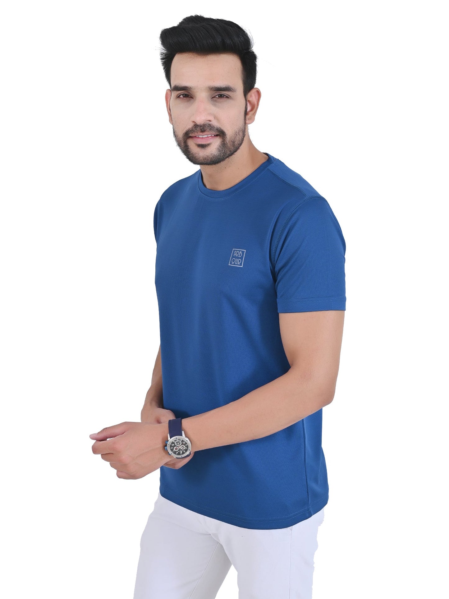 Arbour Men Solid Round Neck Polyester  T-Shirt