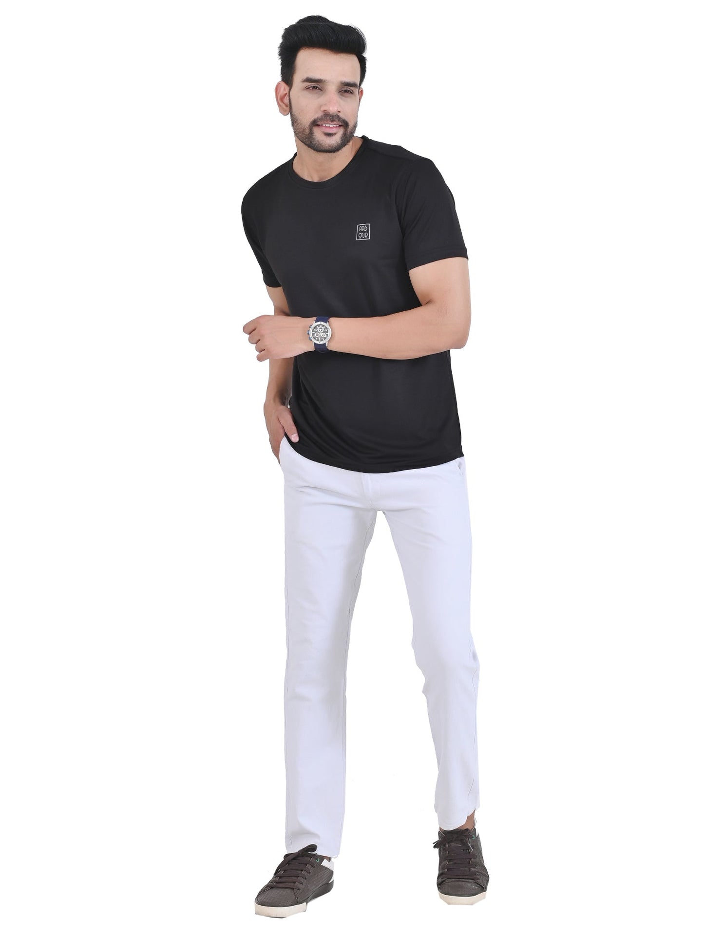 Arbour Men Solid Round Neck Polyester  T-Shirt