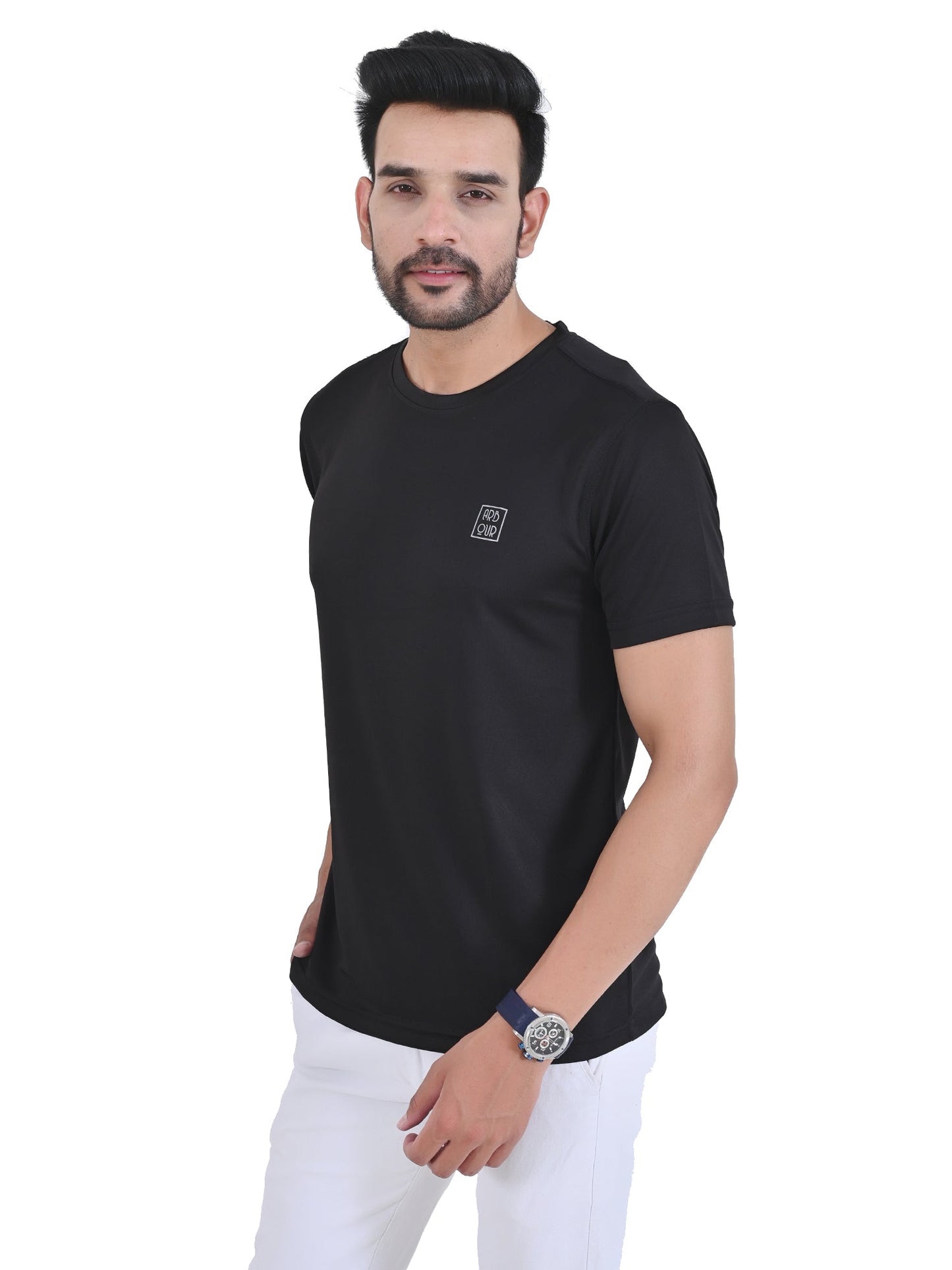 Arbour Men Solid Round Neck Polyester  T-Shirt