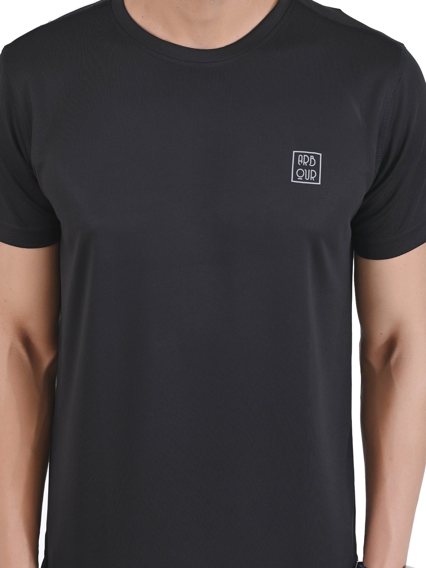 Arbour Men Solid Round Neck Polyester  T-Shirt