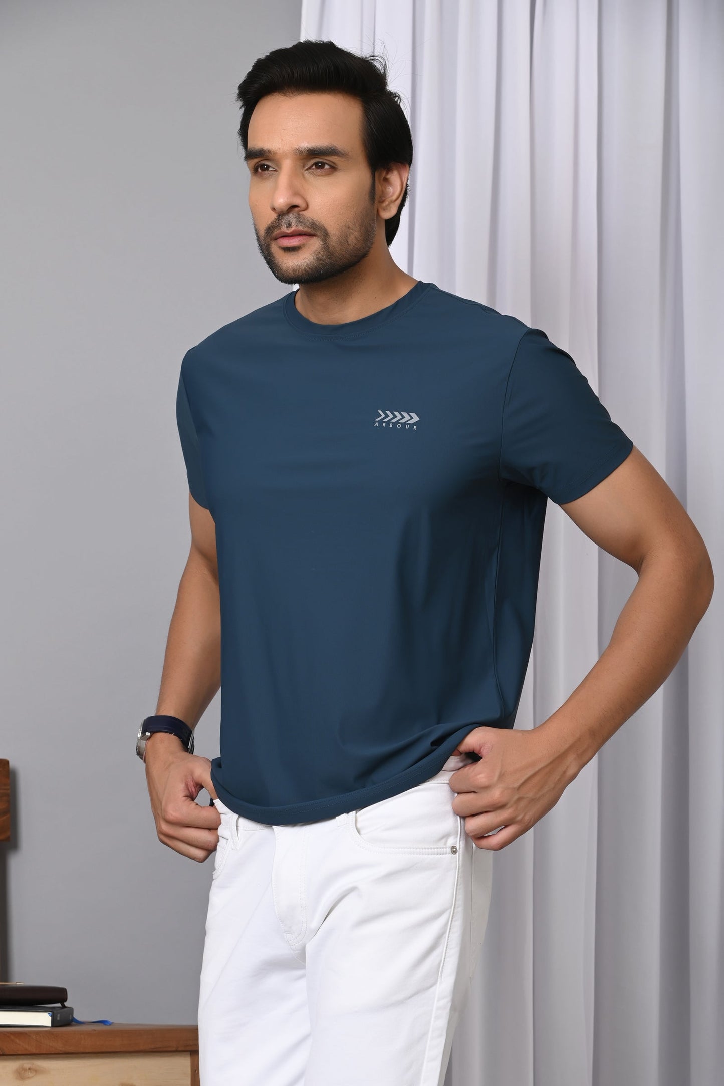 Arbour Men Solid Sports Half Sleeves Slim Fit T-Shirt