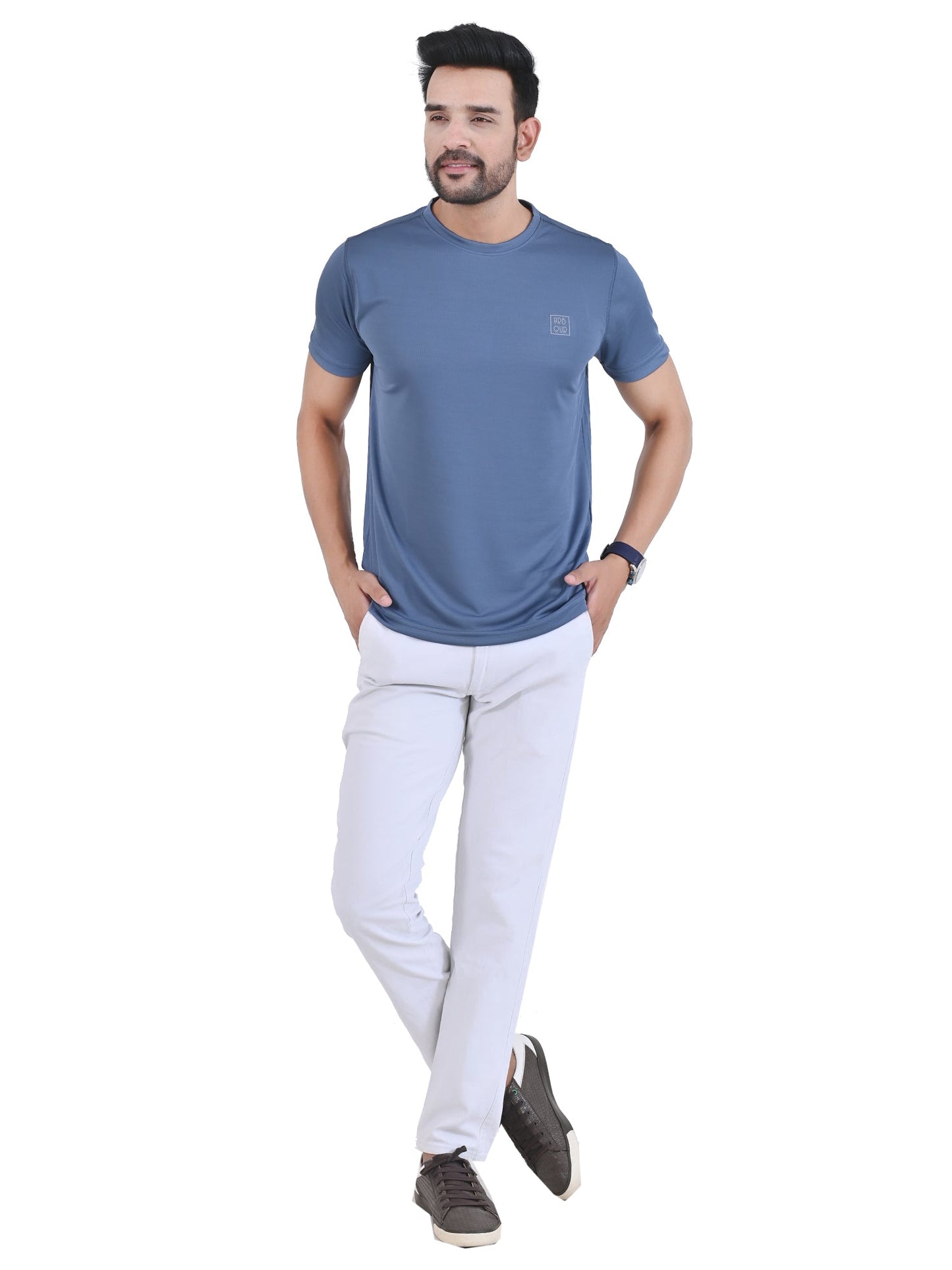 Arbour Men Solid Round Neck Polyester  T-Shirt