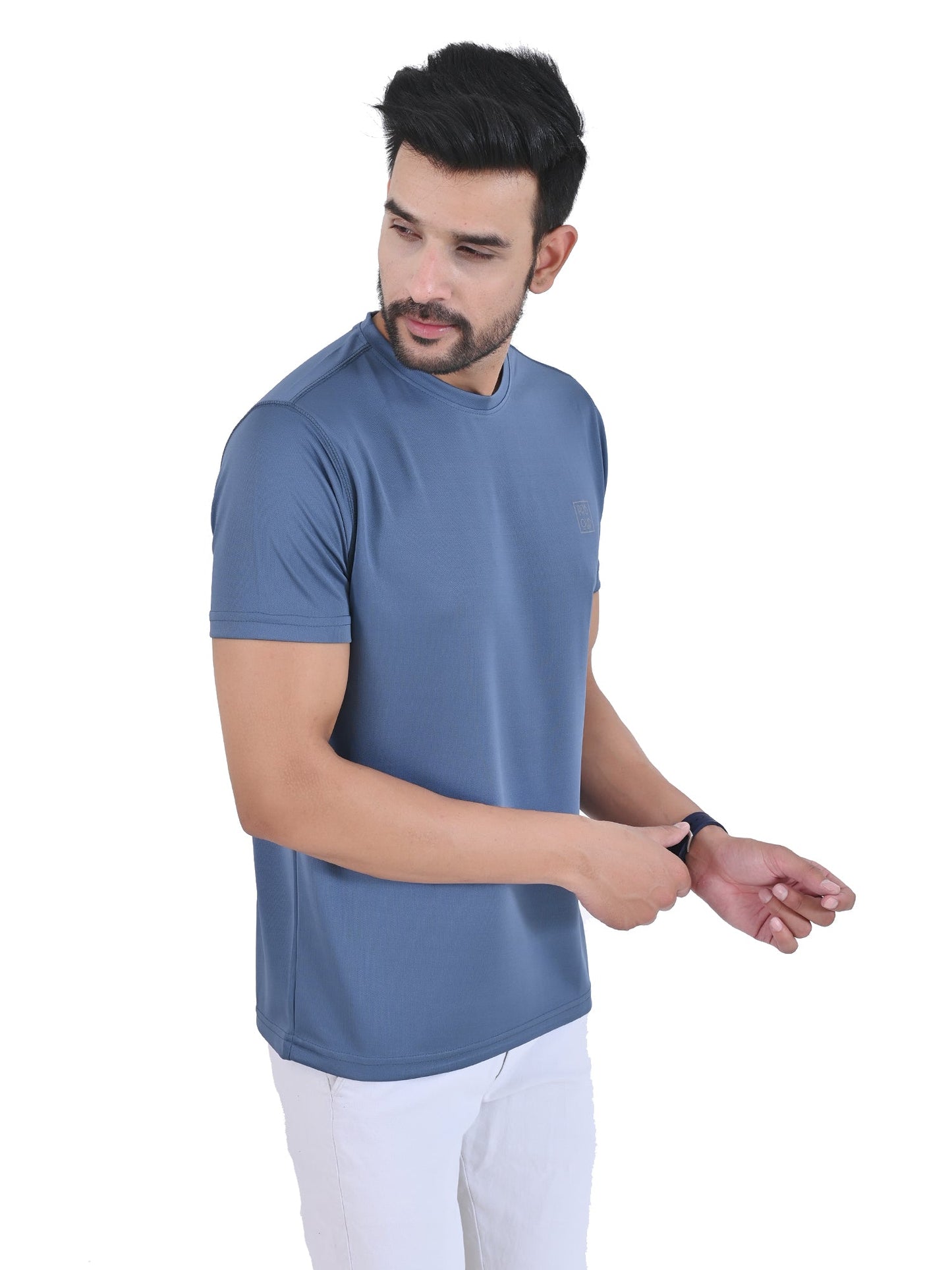 Arbour Men Solid Round Neck Polyester  T-Shirt