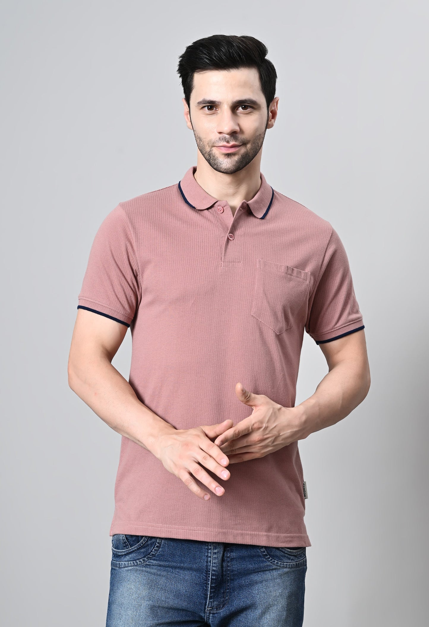 Arbour Men Polo Neck Half Sleeves Solid Pocket T-Shirt