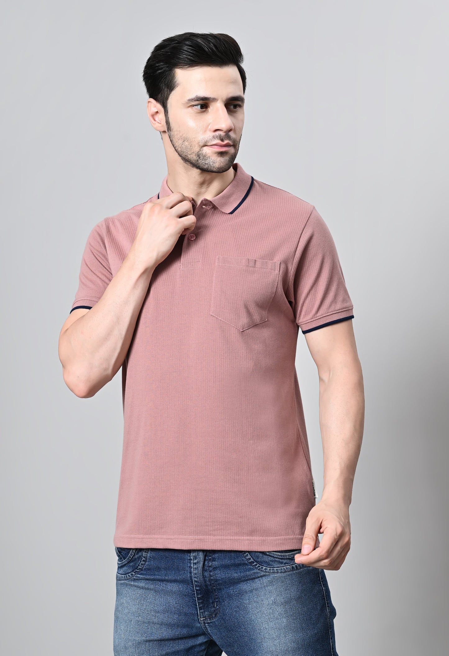 Arbour Men Polo Neck Half Sleeves Solid Pocket T-Shirt