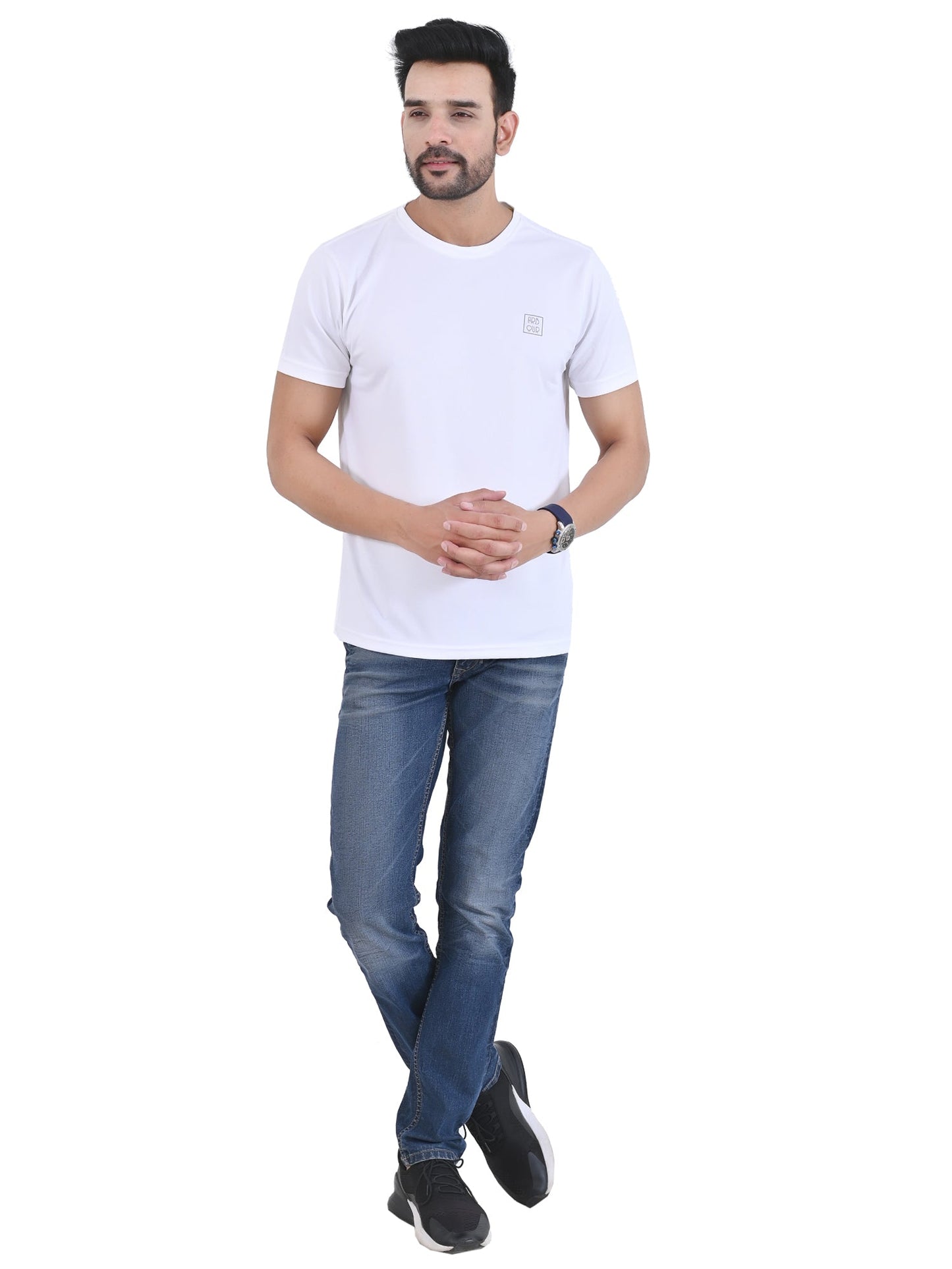 Arbour Men Solid Round Neck Polyester  T-Shirt