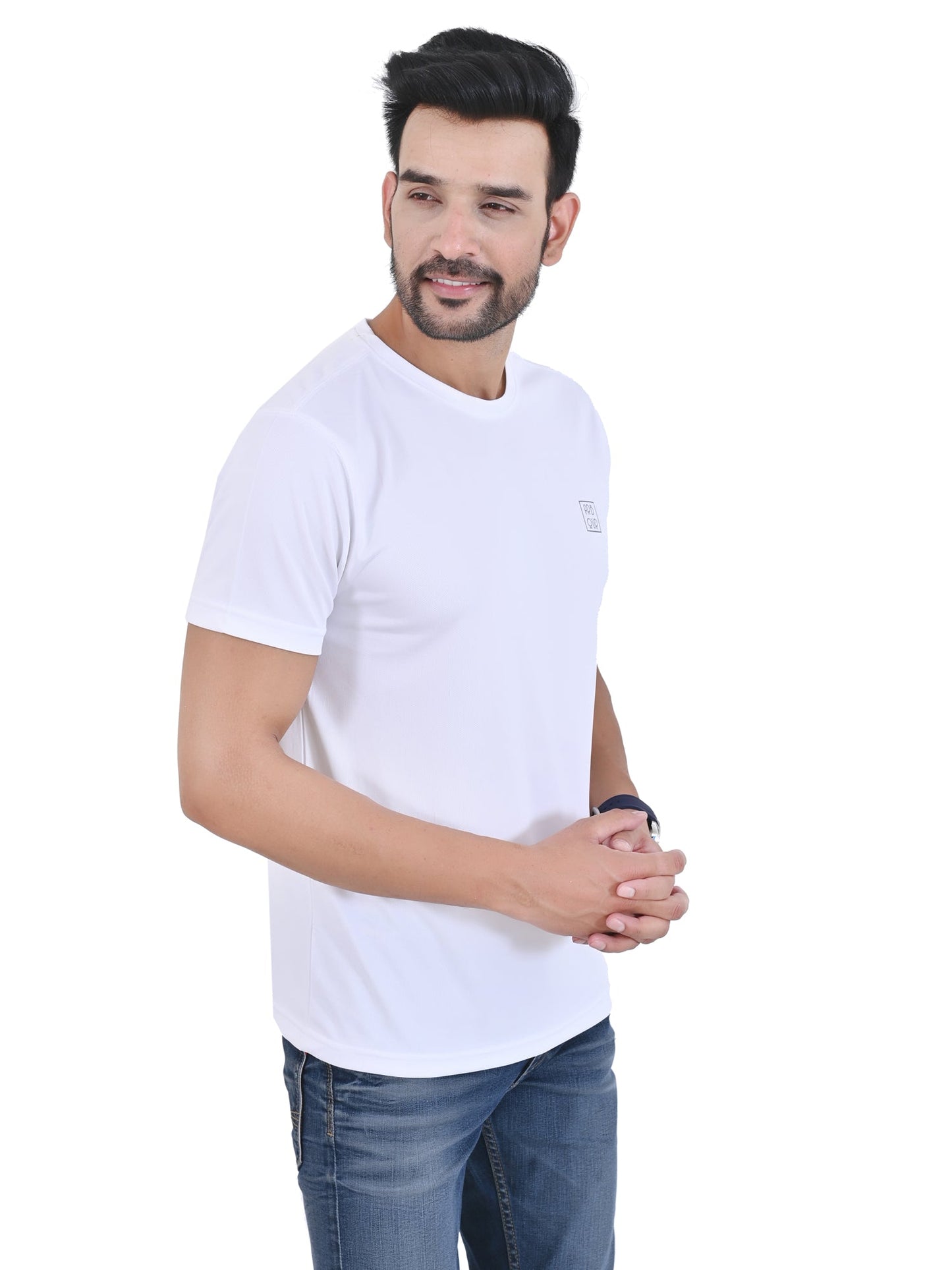 Arbour Men Solid Round Neck Polyester  T-Shirt