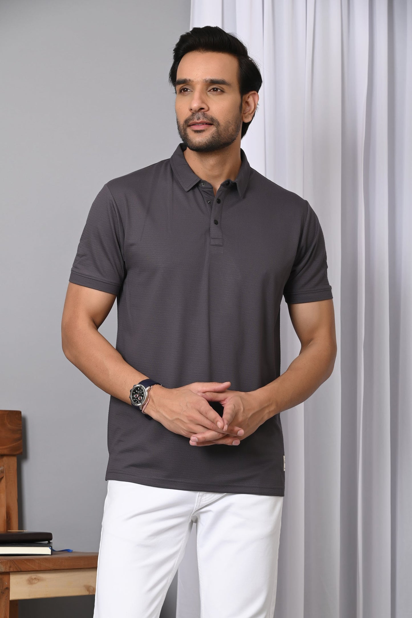 Arbour Men Polo Neck Solid Half Sleeves T-Shirt