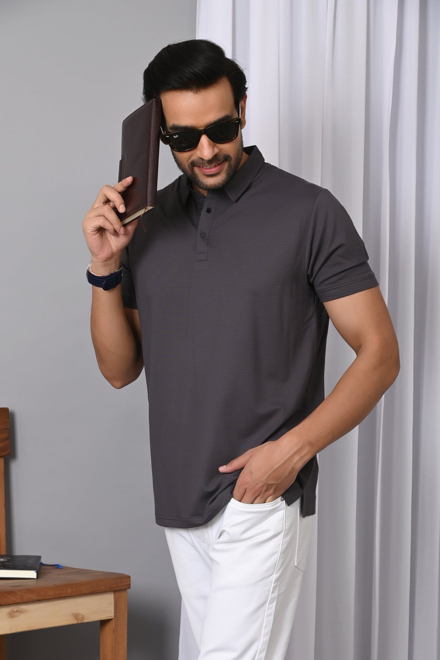 Arbour Men Polo Neck Solid Half Sleeves T-Shirt