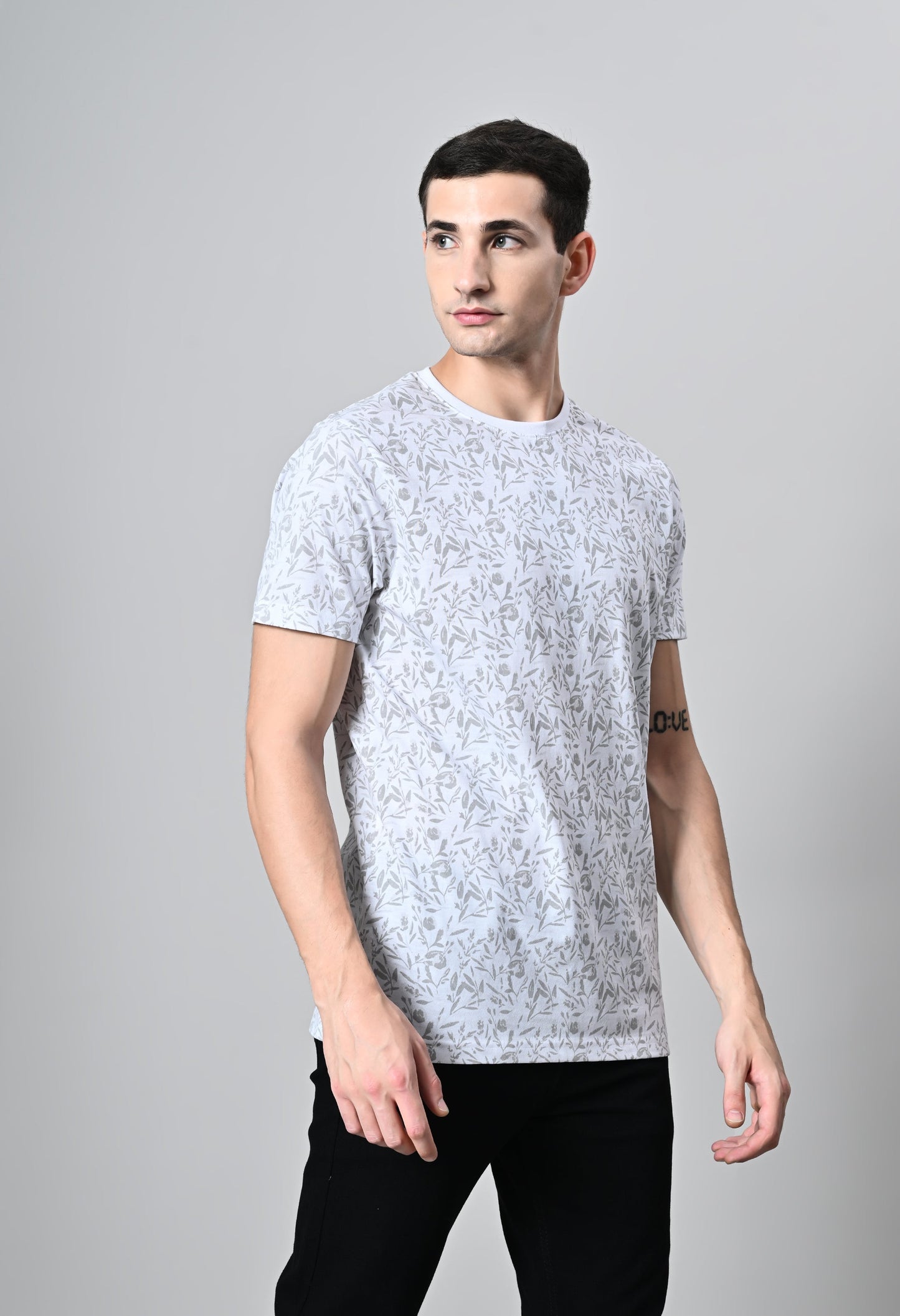 Arbour Men Round Neck All Over Print Half Sleeves T-Shirt