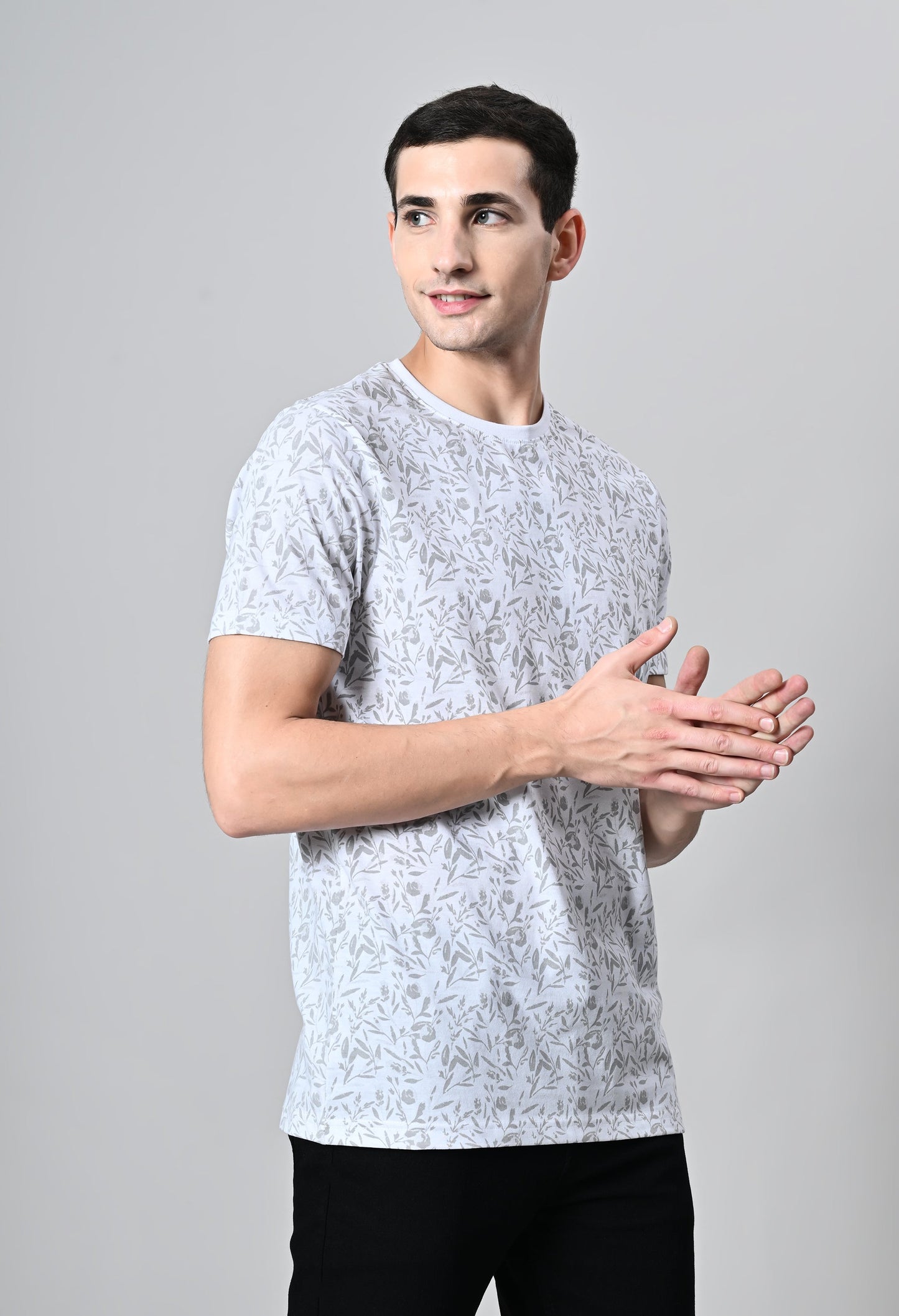 Arbour Men Round Neck All Over Print Half Sleeves T-Shirt