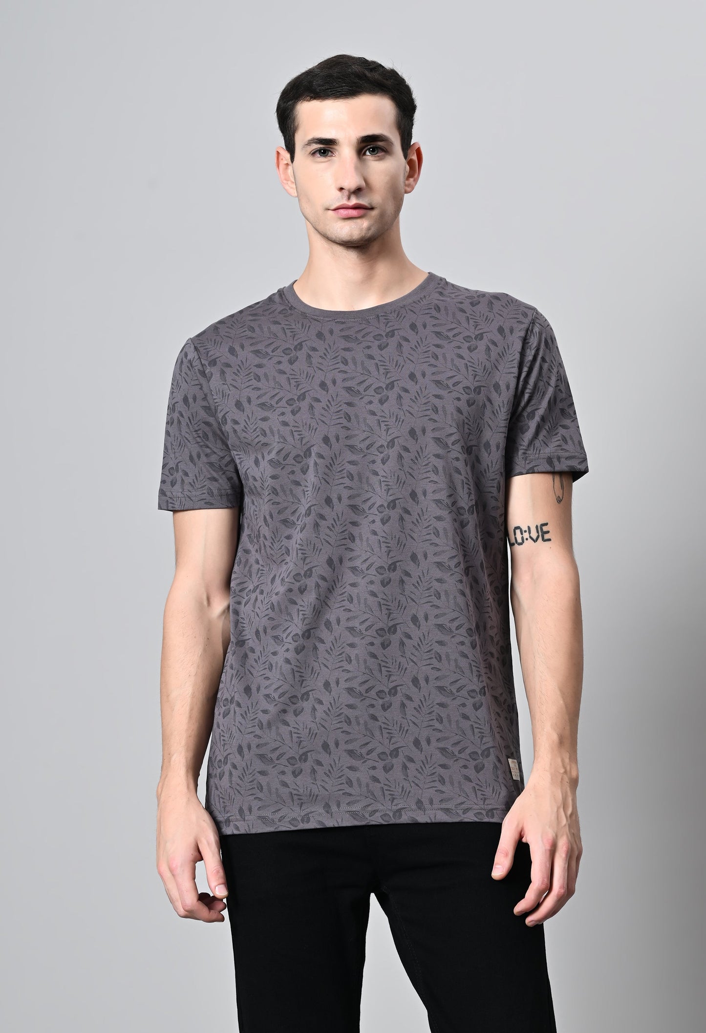 Arbour Men Round Neck All Over Print Half Sleeves T-Shirt