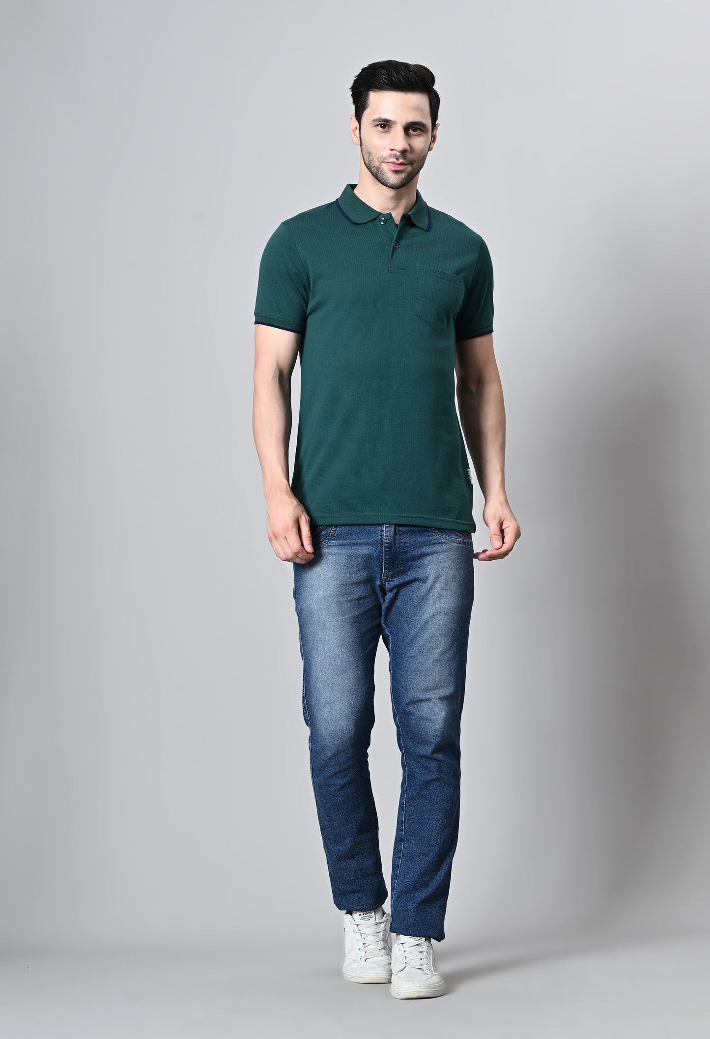 Arbour Men Polo Neck Half Sleeves Solid Pocket T-Shirt