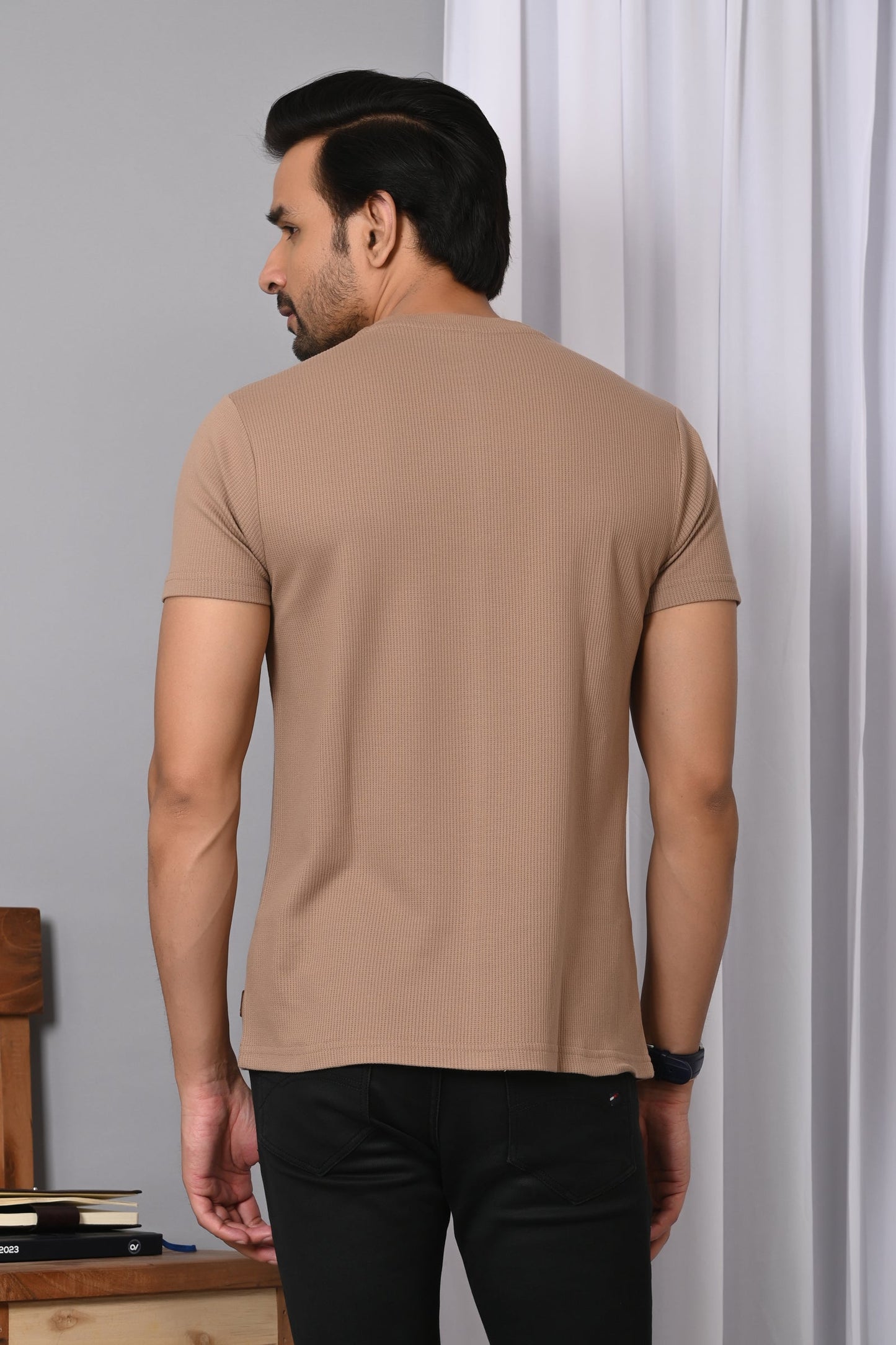 Arbour Men Solid Henley Neck Cotton Blend T-Shirt