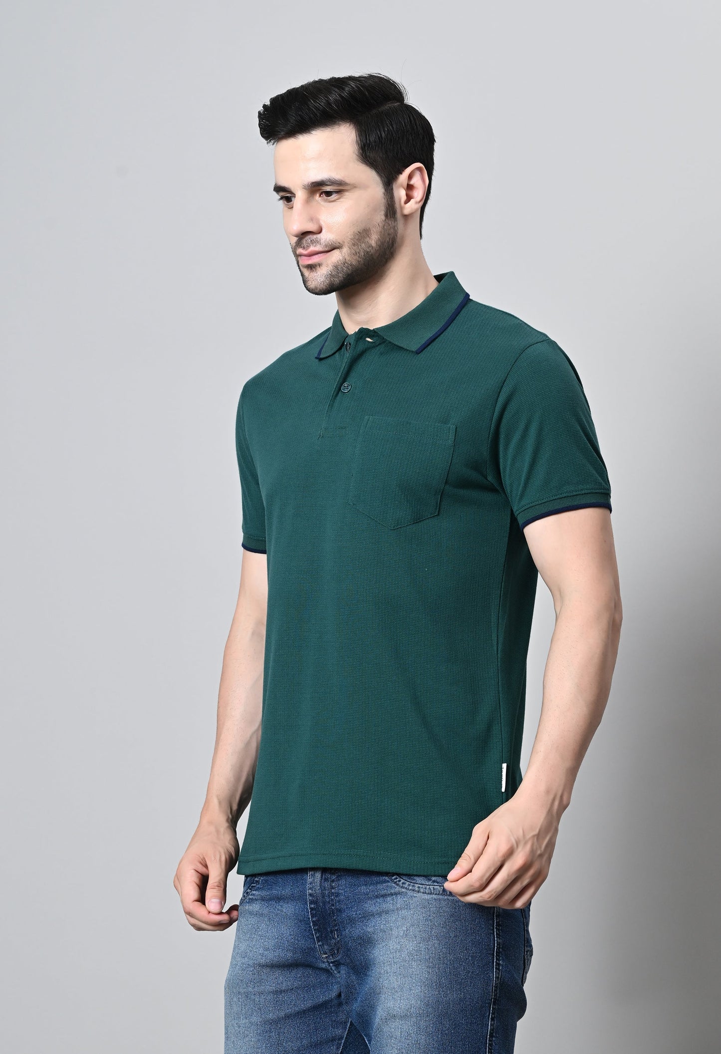 Arbour Men Polo Neck Half Sleeves Solid Pocket T-Shirt