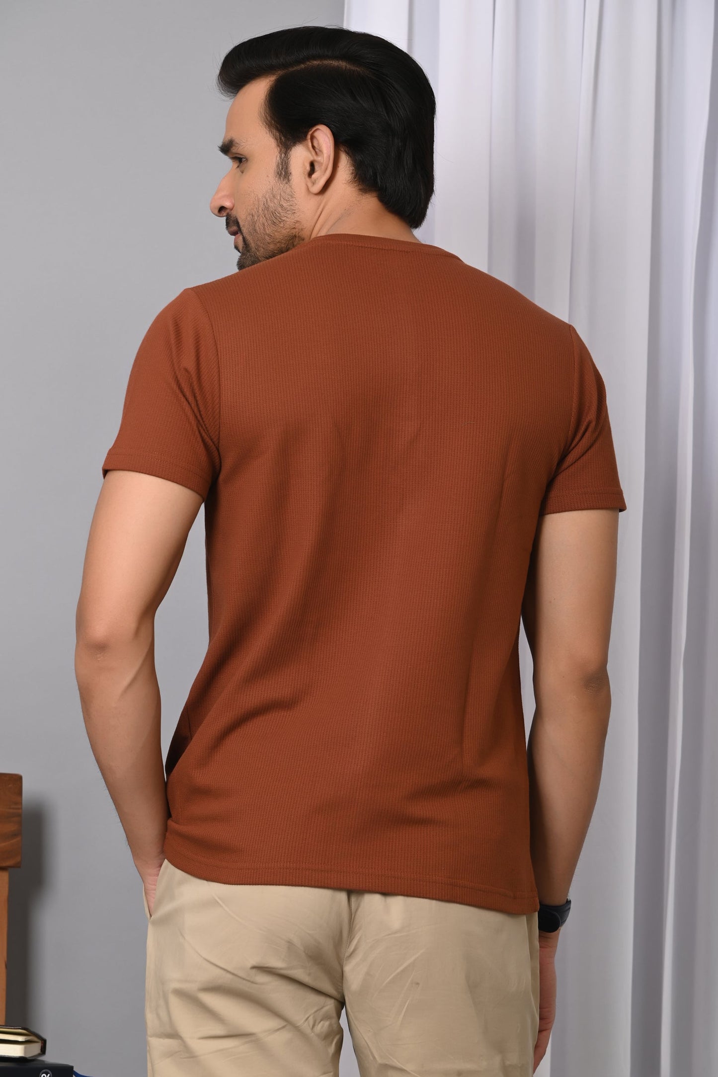 Arbour Men Solid Henley Neck Cotton Blend T-Shirt