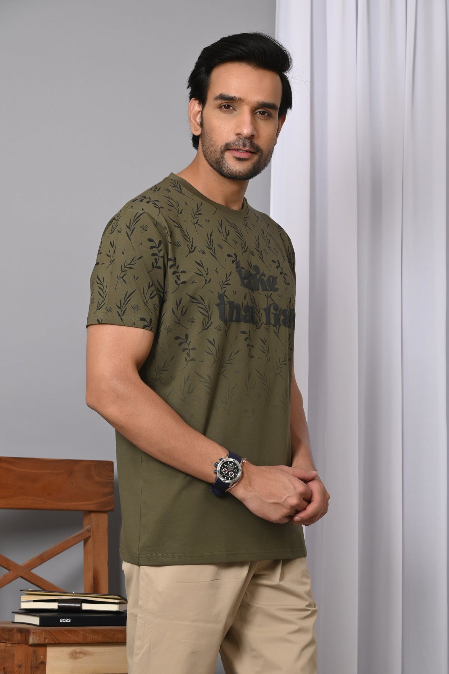 Arbour Men Round Neck Printed Half Sleeves T-Shirt