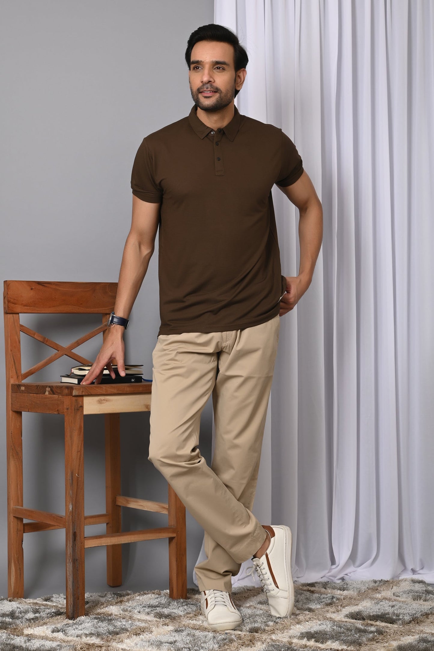 Arbour Men Polo Neck Solid Half Sleeves T-Shirt