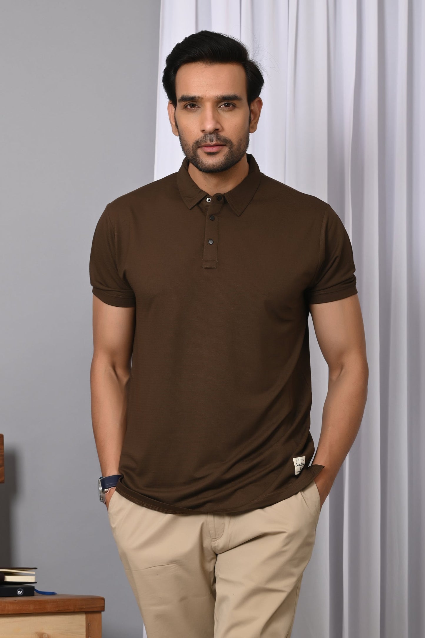 Arbour Men Polo Neck Solid Half Sleeves T-Shirt