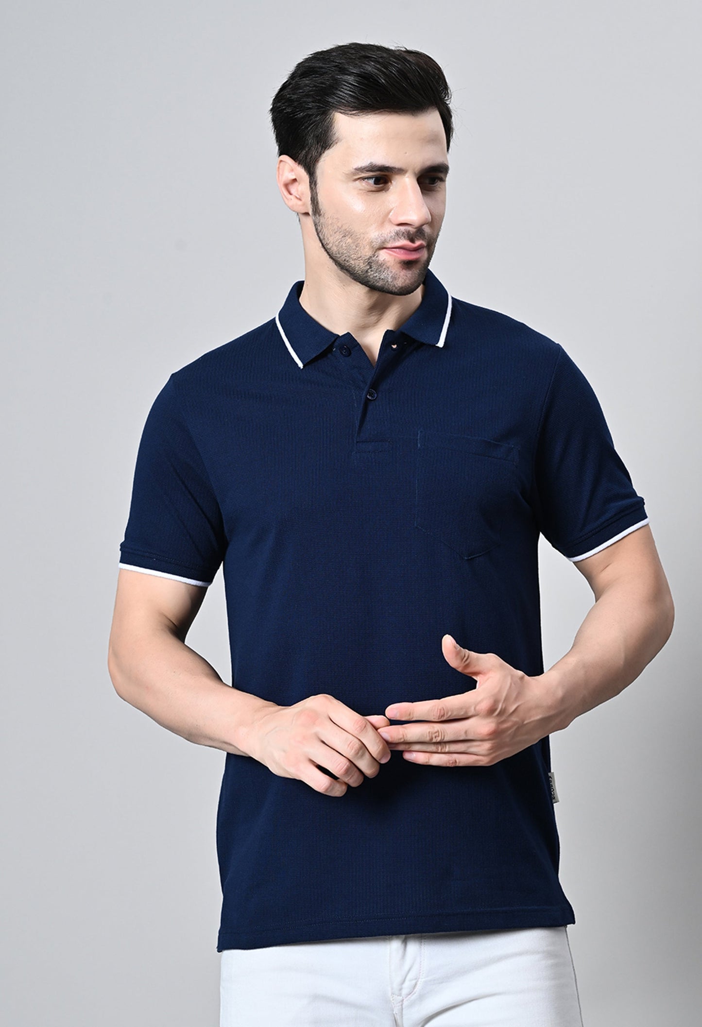 Arbour Men Polo Neck Half Sleeves Solid Pocket T-Shirt