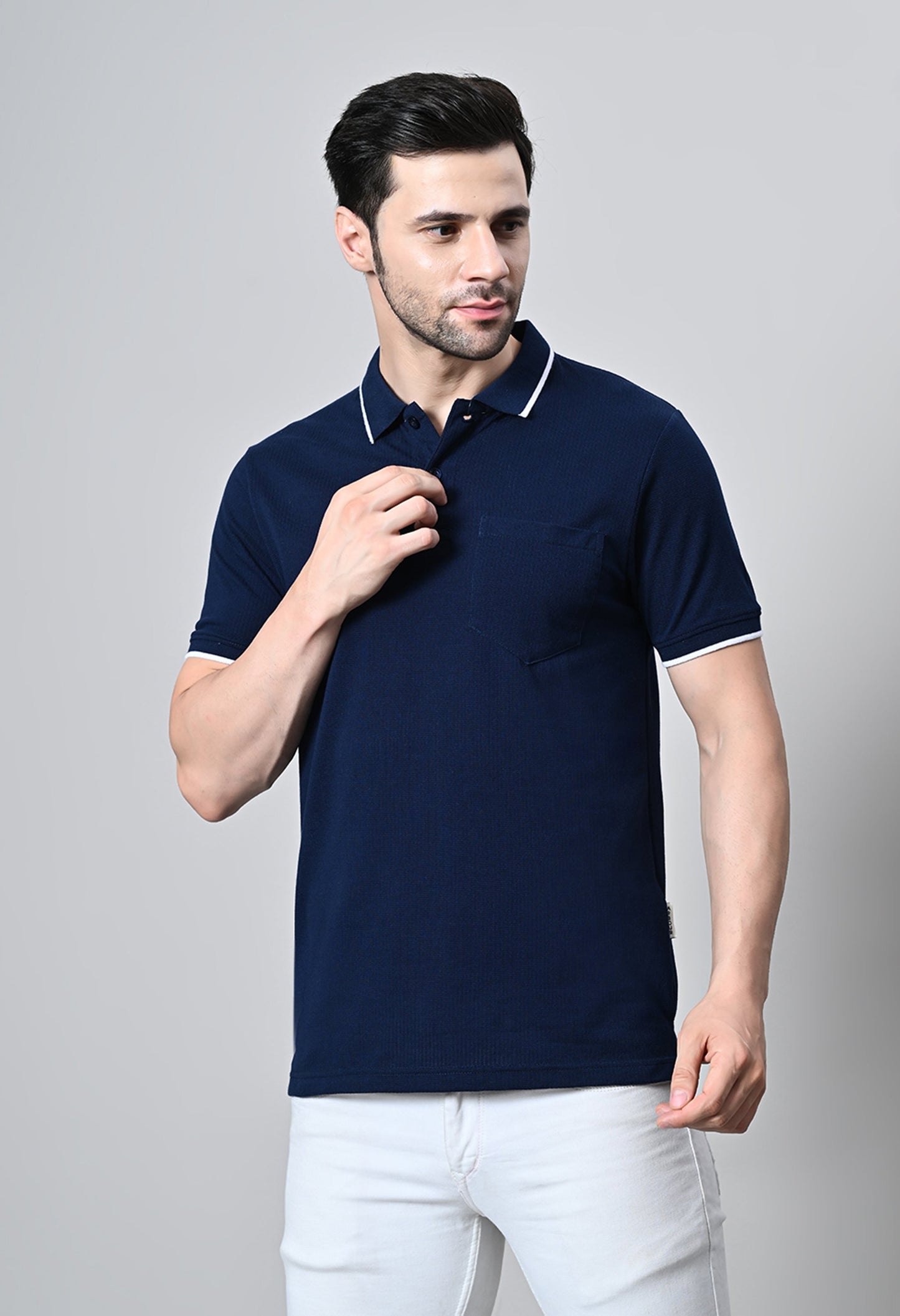 Arbour Men Polo Neck Half Sleeves Solid Pocket T-Shirt