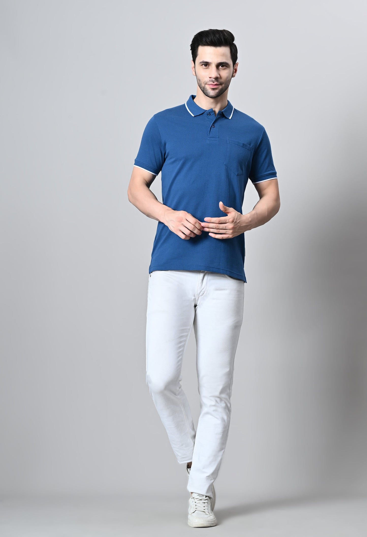 Arbour Men Polo Neck Half Sleeves Solid Pocket T-Shirt