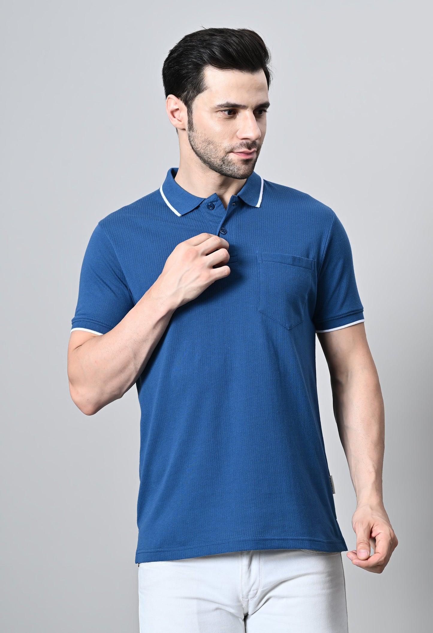 Arbour Men Polo Neck Half Sleeves Solid Pocket T-Shirt