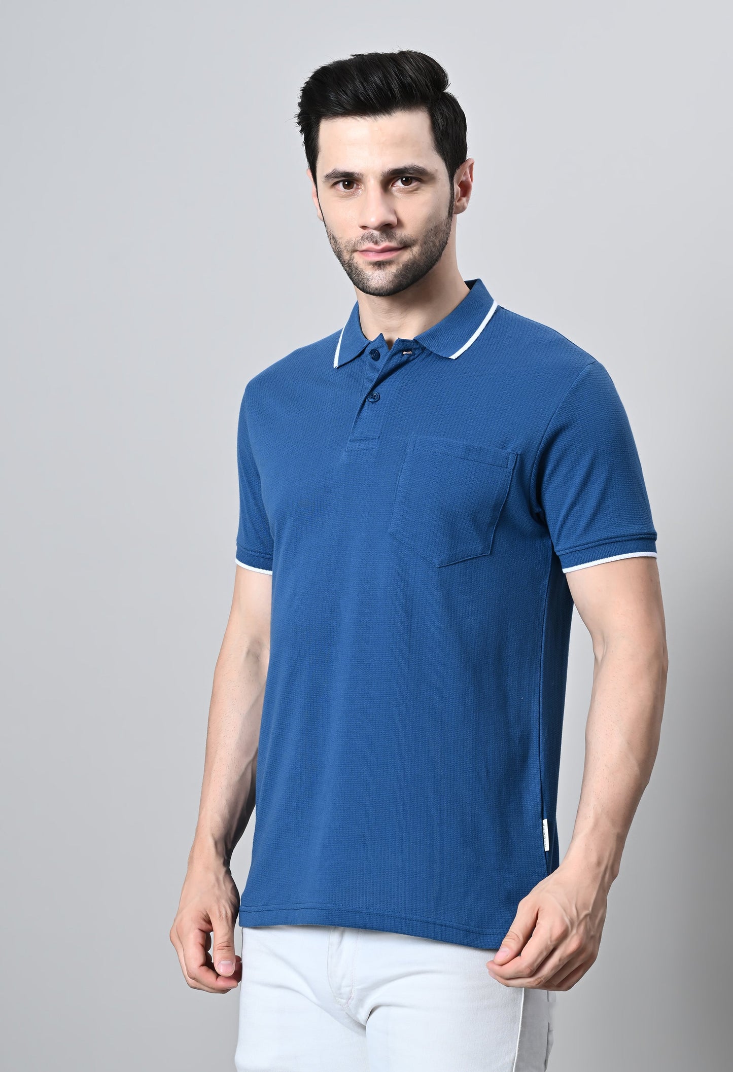 Arbour Men Polo Neck Half Sleeves Solid Pocket T-Shirt