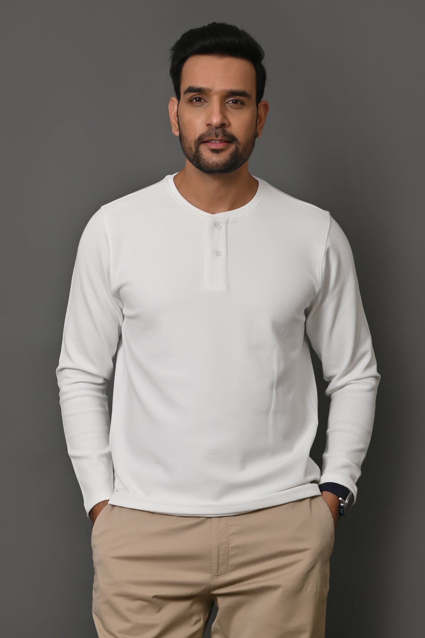 Arbour Men Henley Neck Full Sleeves T-Shirt