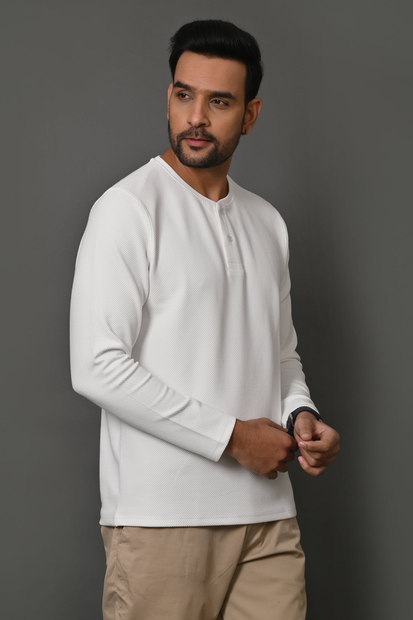 Arbour Men Henley Neck Full Sleeves T-Shirt