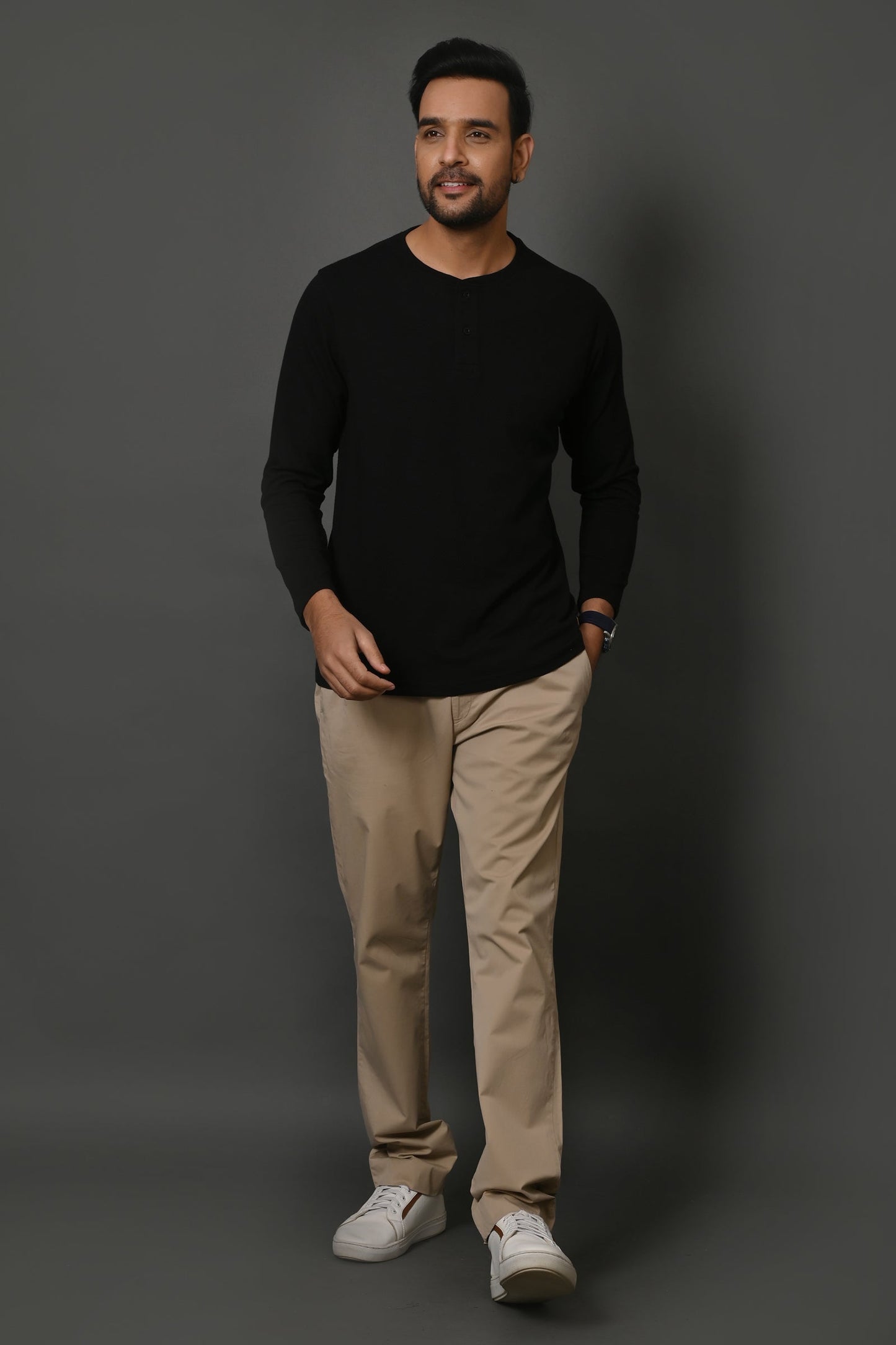 Arbour Men Henley Neck Full Sleeves T-Shirt