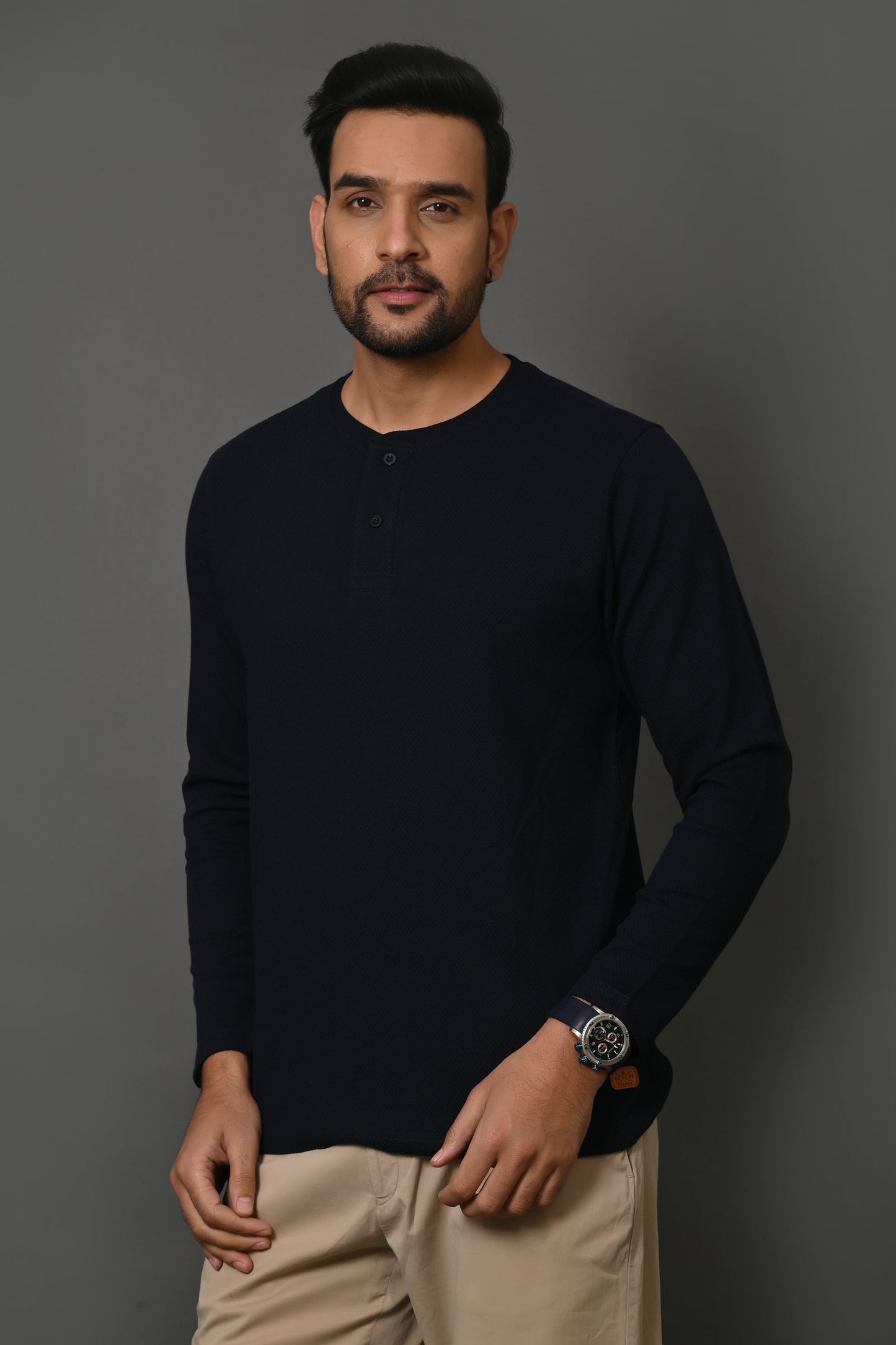 Arbour Men Henley Neck Full Sleeves T-Shirt