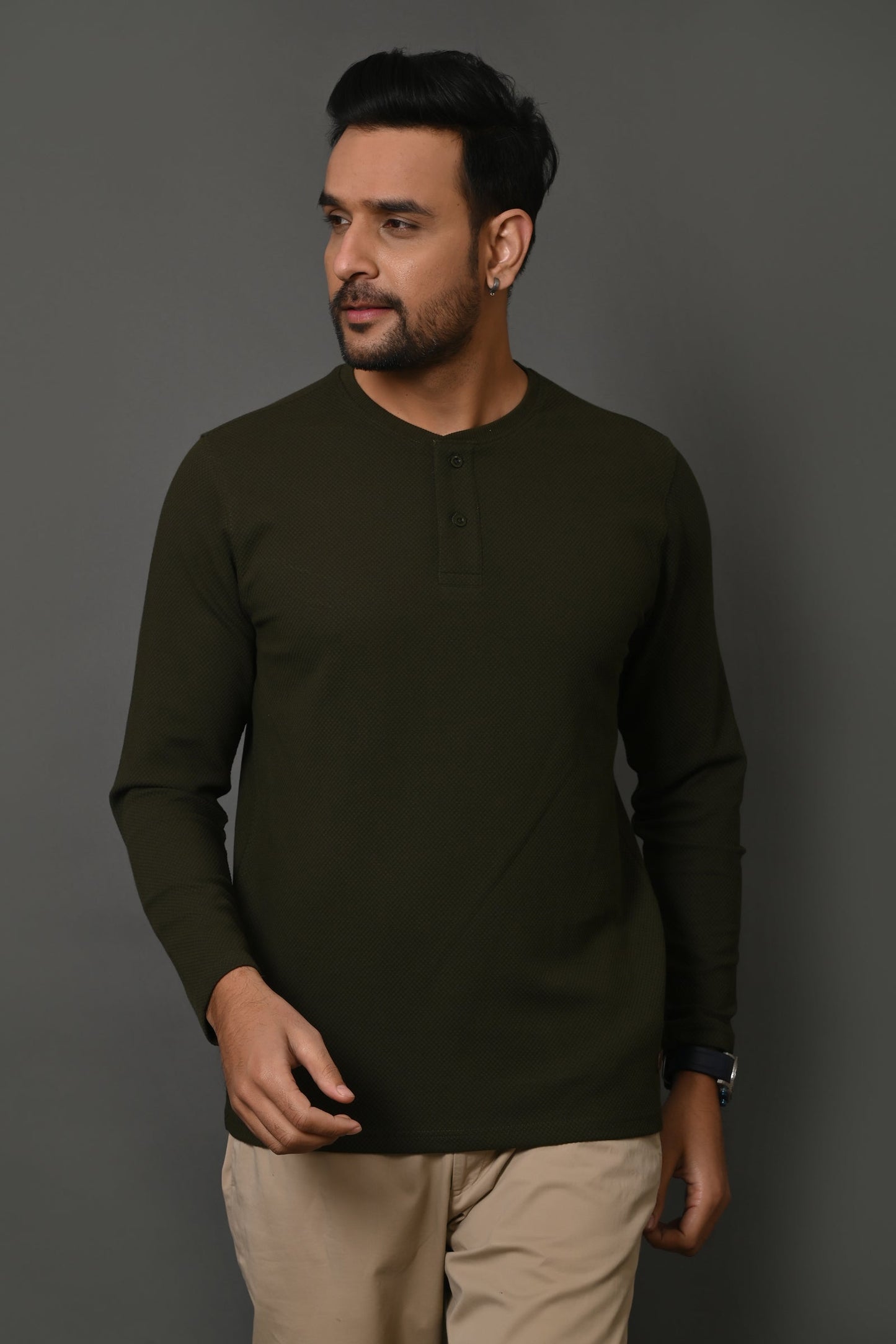 Arbour Men Henley Neck Full Sleeves T-Shirt