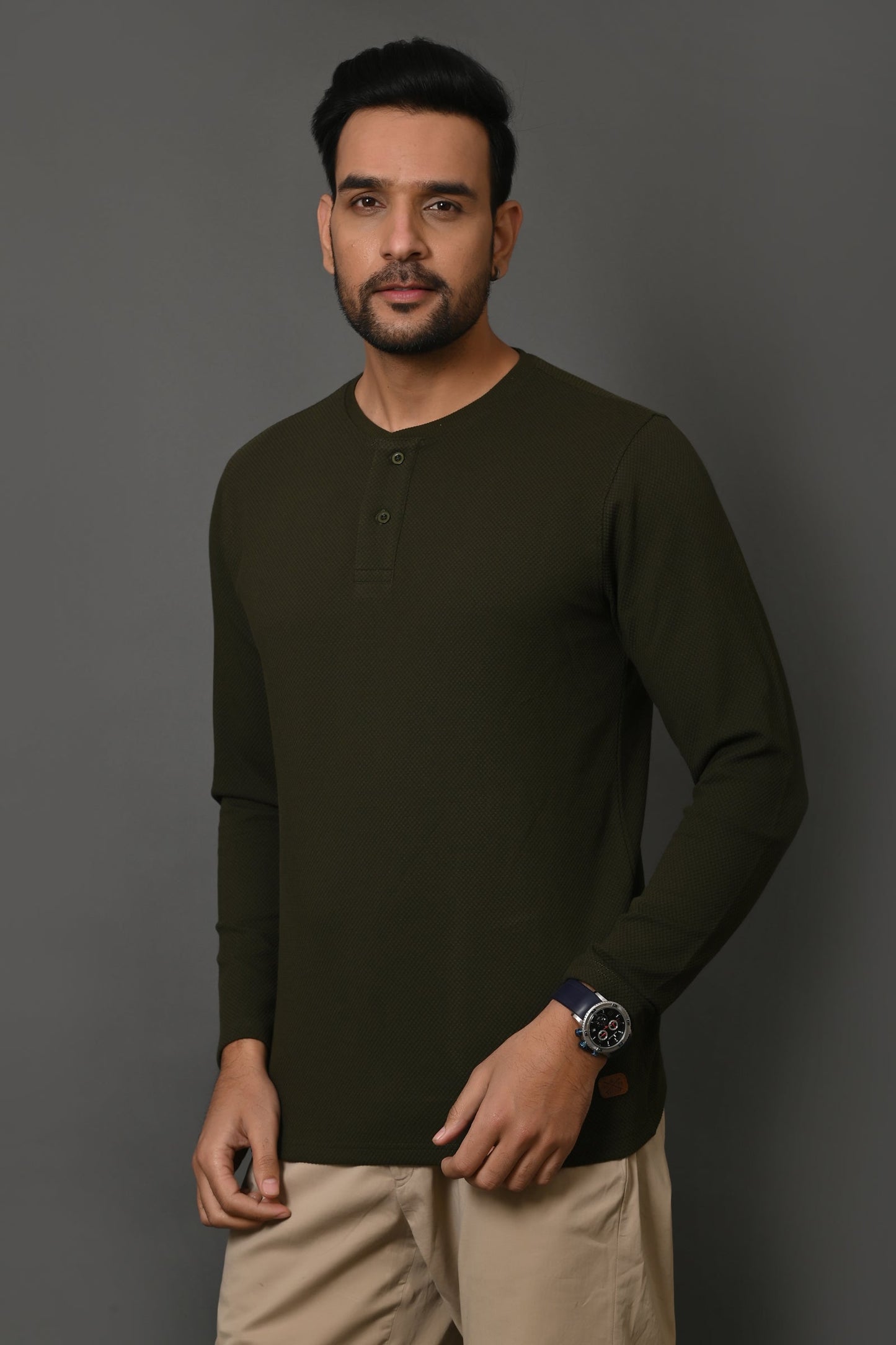 Arbour Men Henley Neck Full Sleeves T-Shirt