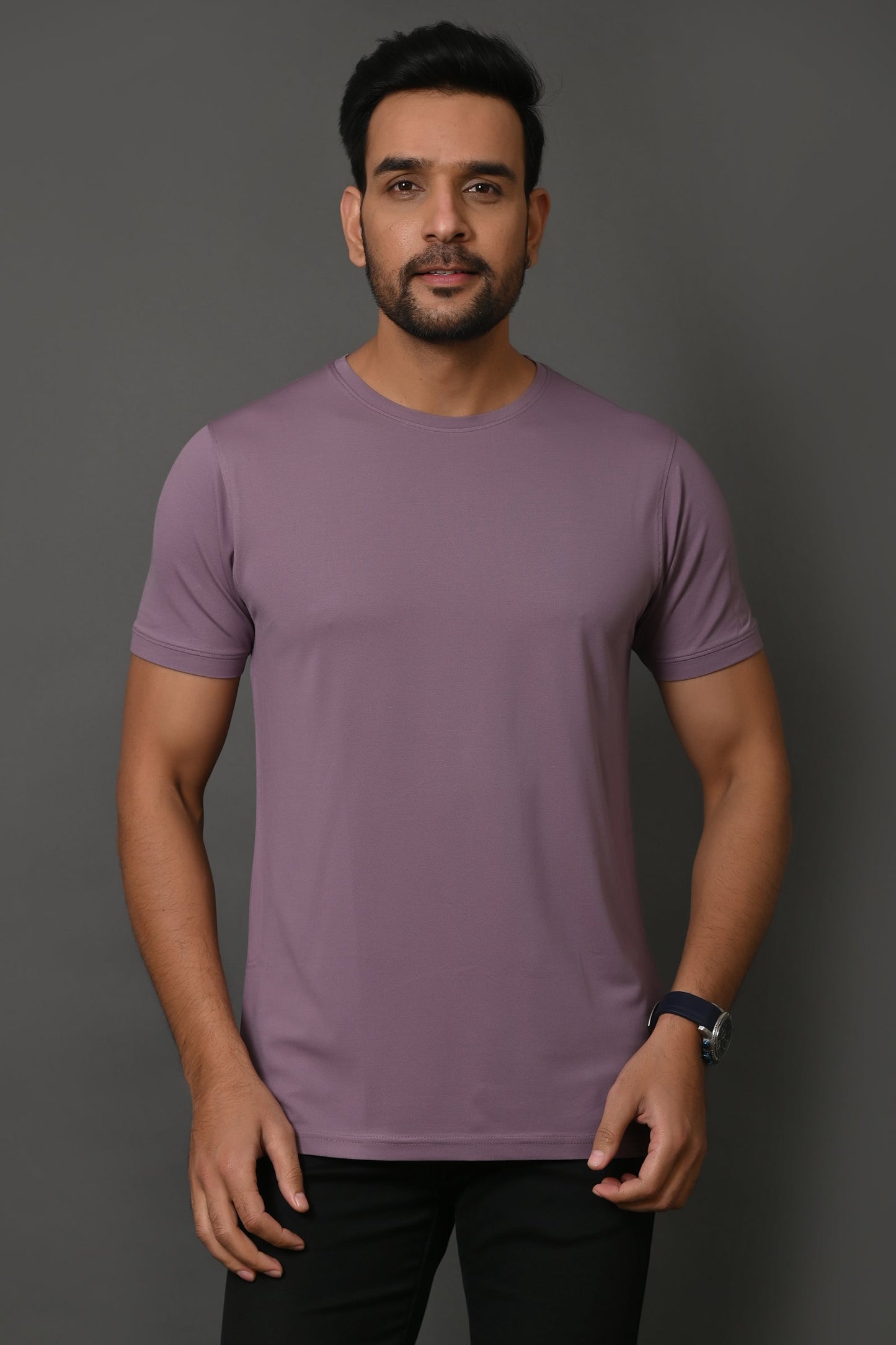 Arbour Men Round Neck Slim Fit Solid Half Sleeves T-Shirt